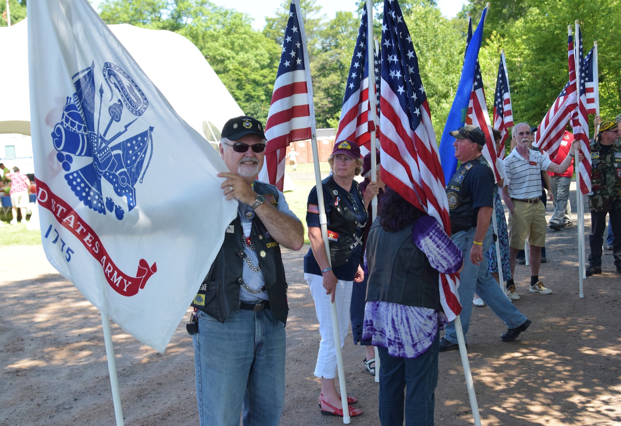 Members of the CT Patriot Guard Riders participated in the Vietnam War 50th Anniversary Commemoration Event, opening ceremonies, July 11. The two day event drew hundreds of guests to Bradley Air National Guard Base in East Granby. (Photo by Staff Sgt. Benjamin Simon, JFHQ Public Affairs)