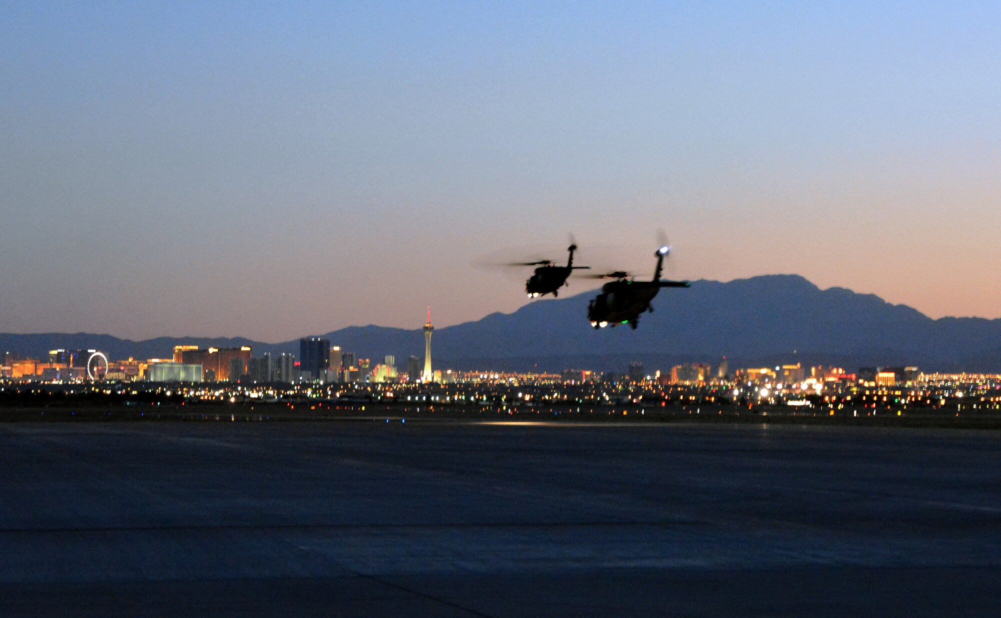 A 920th Rescue Wing HH-60 Pave Hawk helicopter takes off from Nellis Air Force Base July 22, 2015 during RED FLAG, an aerial combat exercise conducted three to four times annually. The 920th RQW participated in RED FLAG July 13-31 with more than 120 reservists and 3 HH-60s. (U.S. Air Force photo/2nd Lt. Anna-Marie Wyant)