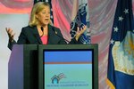 Louisiana Sen. May Landrieu speaks with attendees of the 2011 National 
Guard Family Program National Volunteer Workshop, July 25, 2011.