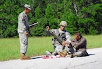 A Soldier from the 53rd Infantry Brigade Combat Team of the Florida National Guard applies a splint to a simulated fracture during Expert Infantryman Badge testing at Camp Blanding Joint Training Center, July 19, 2011. The Florida National Guard's 53rd IBCT is conducting EIB testing for the first time in more than 20 years. Seventeen Soldiers were awarded the EIB during a ceremony July 22.