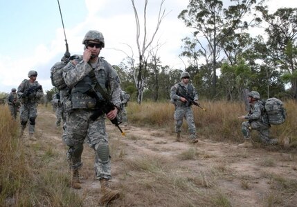 In this file photo, U.S. Soldiers patrol during Exercise Talisman Sabre 2013. The 20th Chemical, Biological, Radiological, Nuclear, Explosives Command participated in Talisman Saber 2015.