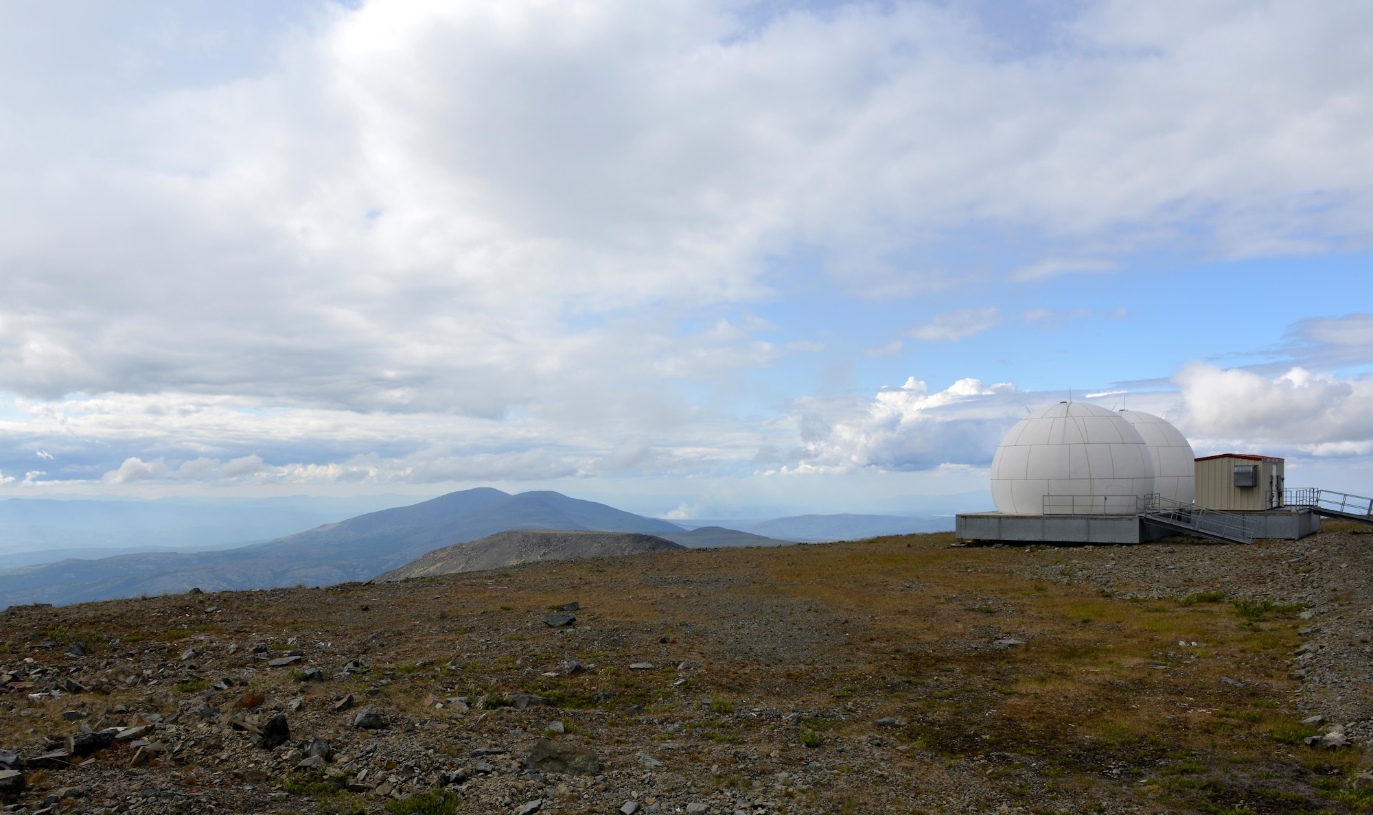 The Indian Mountain long-range radar site is one of many such sites whose mission is to track aircraft in Alaska's airspace and along Alaska's borders for unauthorized aircraft. These sites are critical to the ongoing defense of American airspace. (U.S. Air Force photo by Airman 1st Class Kyle Johnson/Released)