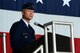 U.S. Air Force Maj. Gen. Mark Kelly, 9th Air Force commander, addresses a group of Airmen, community leaders, retired general officers and friends and family during a ceremony at Shaw Air Force Base, S.C. July 31, 2015.  Kelly assumed command of 9th Air Force from Maj. Gen. H. D. Polumbo Jr. (U.S. Air Force photo by Senior Airman Diana Cossaboom/Released)