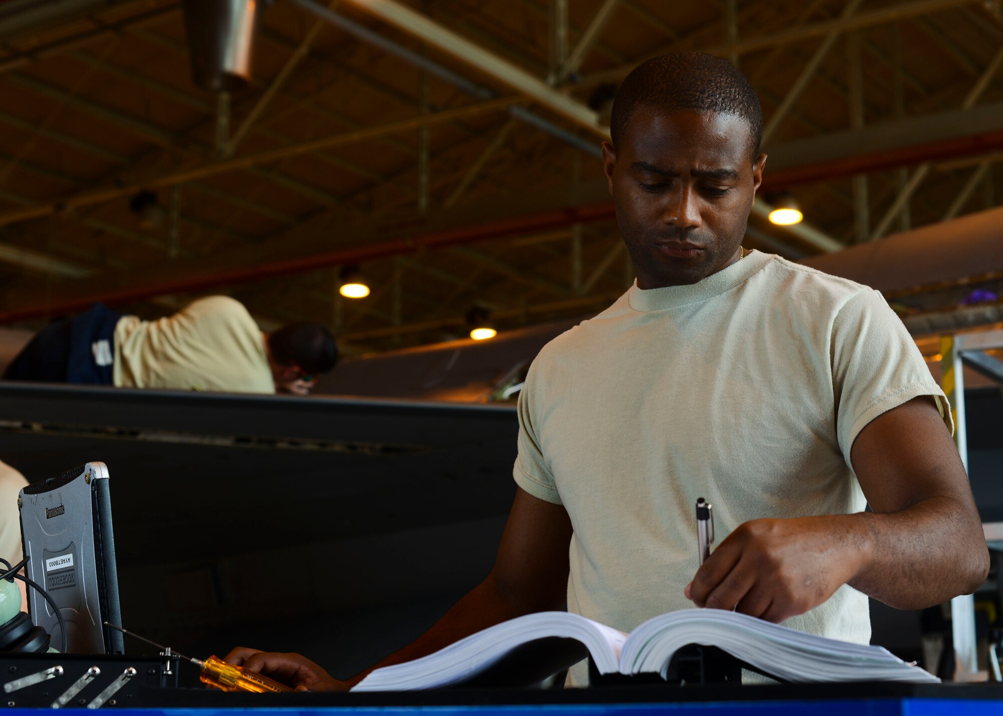 U.S. Air Force Tech. Sgt. Troy Washington, 31st Maintenance Squadron electrical/environmental NCO in charge, balances work and education to reach his goals. With the help of the education center, Washington believes every Airman can reach their educational milestones. (U.S. Air Force photo by Senior Airman Austin Harvill/Released)