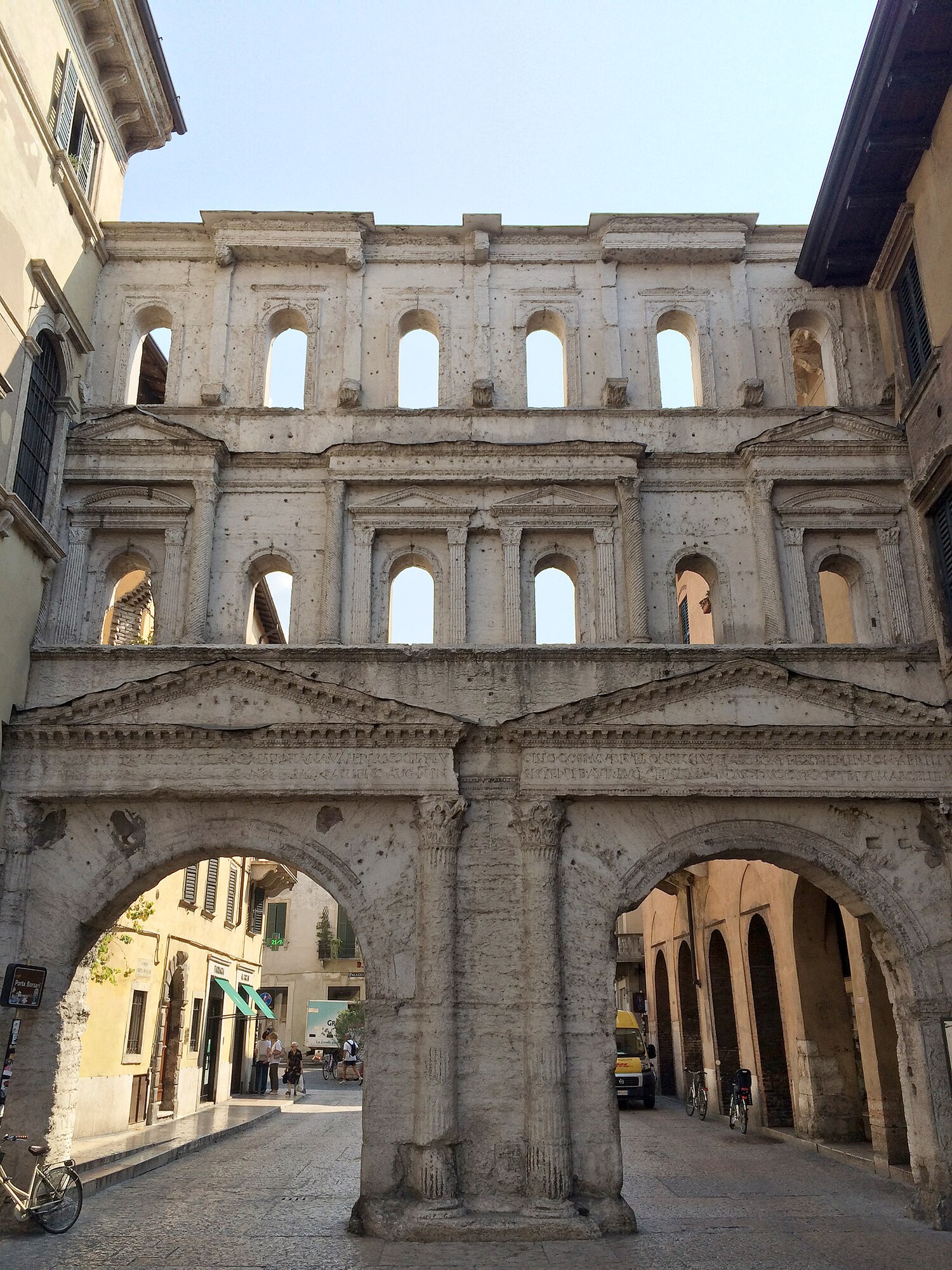 Porta Borsari in Verona, Italy, was once a Roman gate that served as an entrance to the city. Its intricate architectural elements attract tourists from all around the world. (U.S. Air Force photo by Staff Sgt. R.J. Biermann/Released)