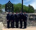 Air Force Senior Master Sgt. Christopher Roper (center), security forces manager assigned to the 142nd Fighter Wing, Oregon Air National Guard, poses for a photo with senior leaders from from both his unit and state at his graduation from the Sergeants Major Course at the U.S. Army Sergeants Major Academy, in Fort Bliss, Texas, June 17, 2011. Roper is the first Air National Guard member to graduate from the SMC in residence