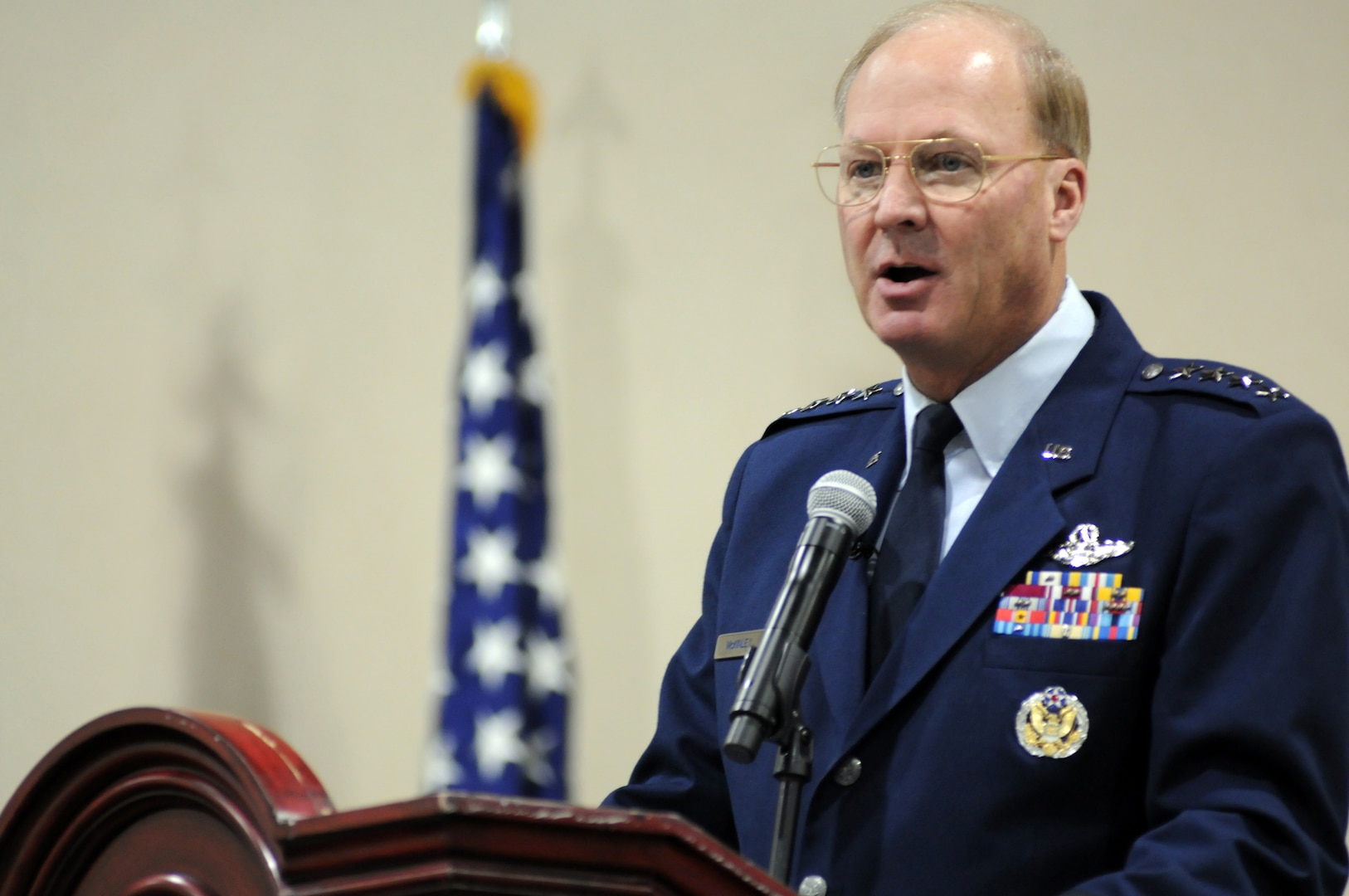Air Force Gen. Craig McKinley, chief of the National Guard Bureau, speaks during a luncheon at the 40th Annual Tuskegee Airmen, Inc. National Convention, Aug. 5, 2011 in Oxon Hill, Md. The convention honored the 70th anniversary of the start of the Tuskegee Airmen Experience and was one of the largest gatherings of Original Tuskegee Airmen in recent history.
