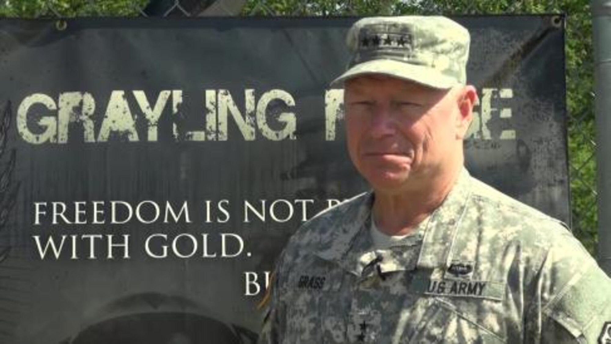 General Grass Chief, National Guard Bureau, visits the Michigan National Guard during Northern Strike 15. In addition to observing combined arms live fire exercises at The Camp Grayling Air to Ground ranger in Grayling, Michigan, additionally he toured the Alpena Combat Readiness Training Center, and Selfridge Air National Guard Base. Additionally shown are the Adjutant General of Michigan Gregory Vadnais and General Graube Latvia's Chief of Defense.