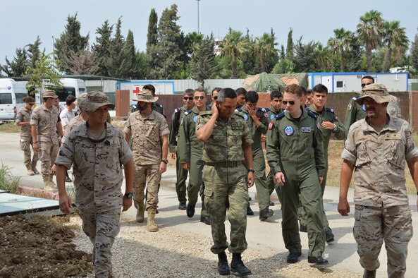 Cadets from the Turkish Air Force Academy in Istanbul tour the Spanish Patriot Unit battery and facilities located in Adana, Turkey, July 30, 2015. The cadets were able to visit the battery and learn about its mission and equipment during a week-long visit to Incirlik Air Base. (Photo by Spanish Army Private Fernando Mora)