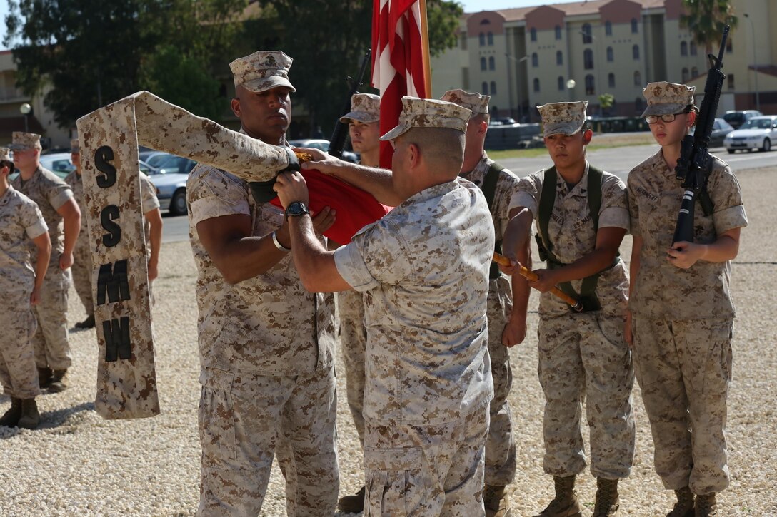 Sergeant Maj. Gregory N. Mitchell and Lt. Col. Alfredo DuBois case the colors of Marine Wing Support Squadron 272 during the Special-Purpose Marine Air-Ground Task Force Crisis Response-Africa Detachment A transfer of authority ceremony, July 30, aboard Naval Air Station Sigonella, Italy. The battalion will be responsible for executing theater security cooperation missions across the African continent. The Marines, sailors and Coast Guardsmen of SPMAGTF-CR-AF will work with partner nations to develop stronger relationships and increase stability across the continent by increasing the capabilities of the host nation militaries. The training will encompass everything from teaching host nation militaries infantry tactics and small-boat operations to convoy operations and vertical engineering.