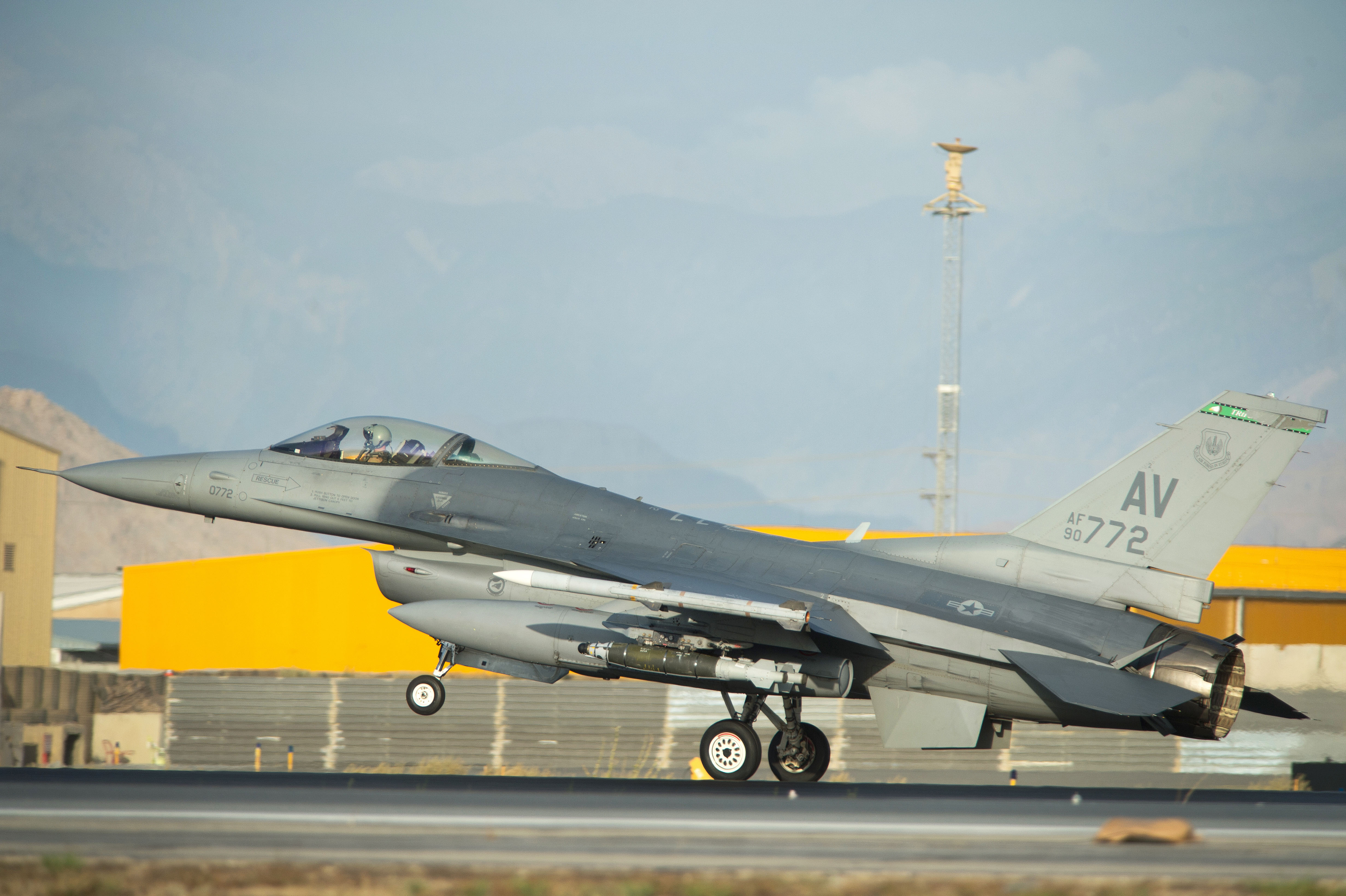 A U S Air Force F 16 Fighting Falcon Aircraft Lands At