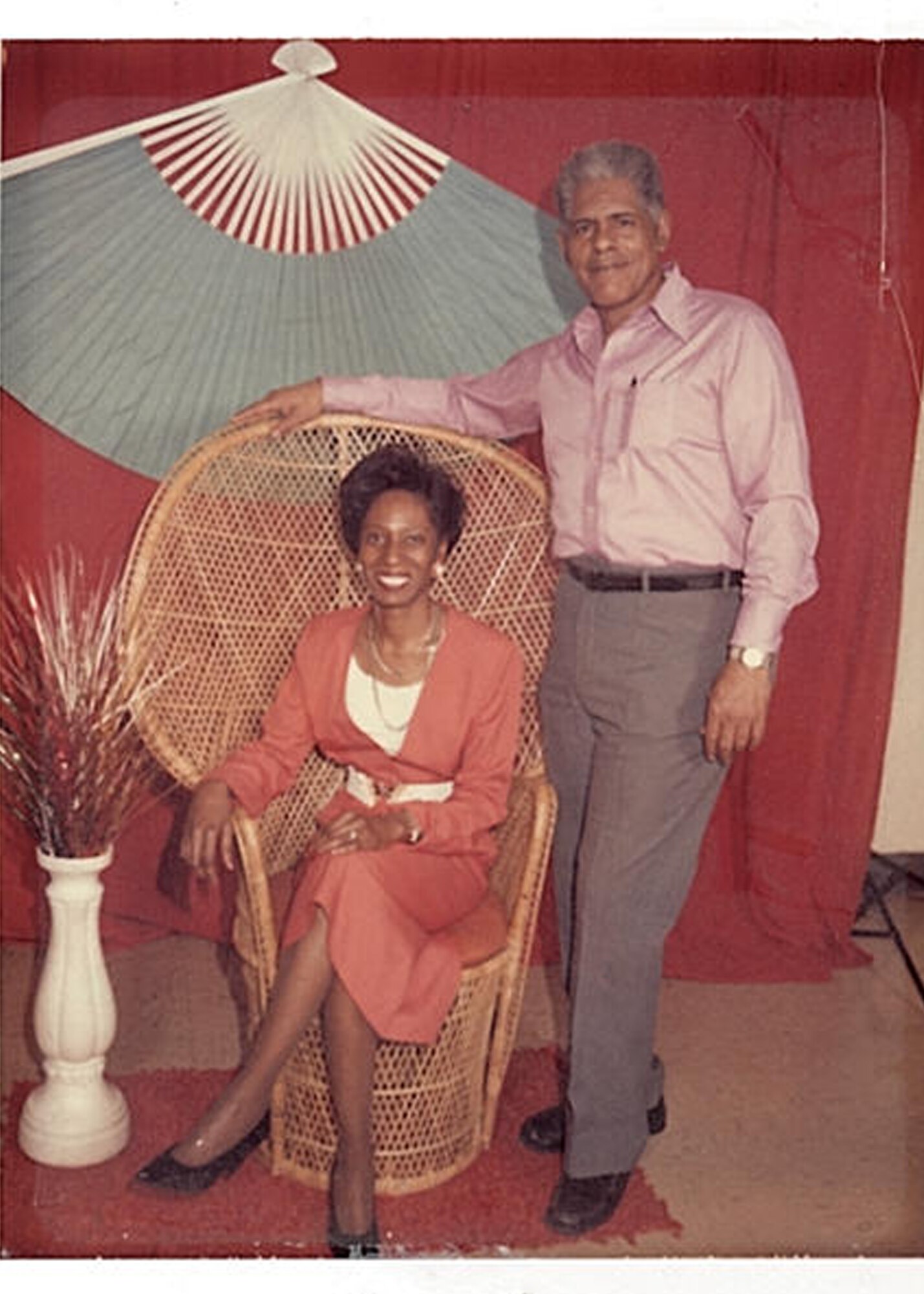 Jean and Walt Bowyer step away from an evening party to pose for a photo.  Jean and Walt are the parents of 1st Lt. Christopher Bowyer-Meeder, 325th Fighter Wing Public Affairs officer. (U.S. Air Force courtesy photo)