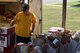 Scott Jensen with the Sons of the American Legion, Squadron 798 from Warminster, Pa. helps to unload two truckloads of food donations destine for the depleted shelves of the 111th Attack Wing’s Airman and Family Readiness Office’s food bank at the Horsham Air Guard Station, Horsham Pa., Aug. 2, 2015. The legion collected an estimated 3,000 pounds in just two days thanks to area companies, residents, passersby and the Upper Moreland Police Department. (U.S. Air National Guard photo by Master Sgt. Chris Botzum/Released)
