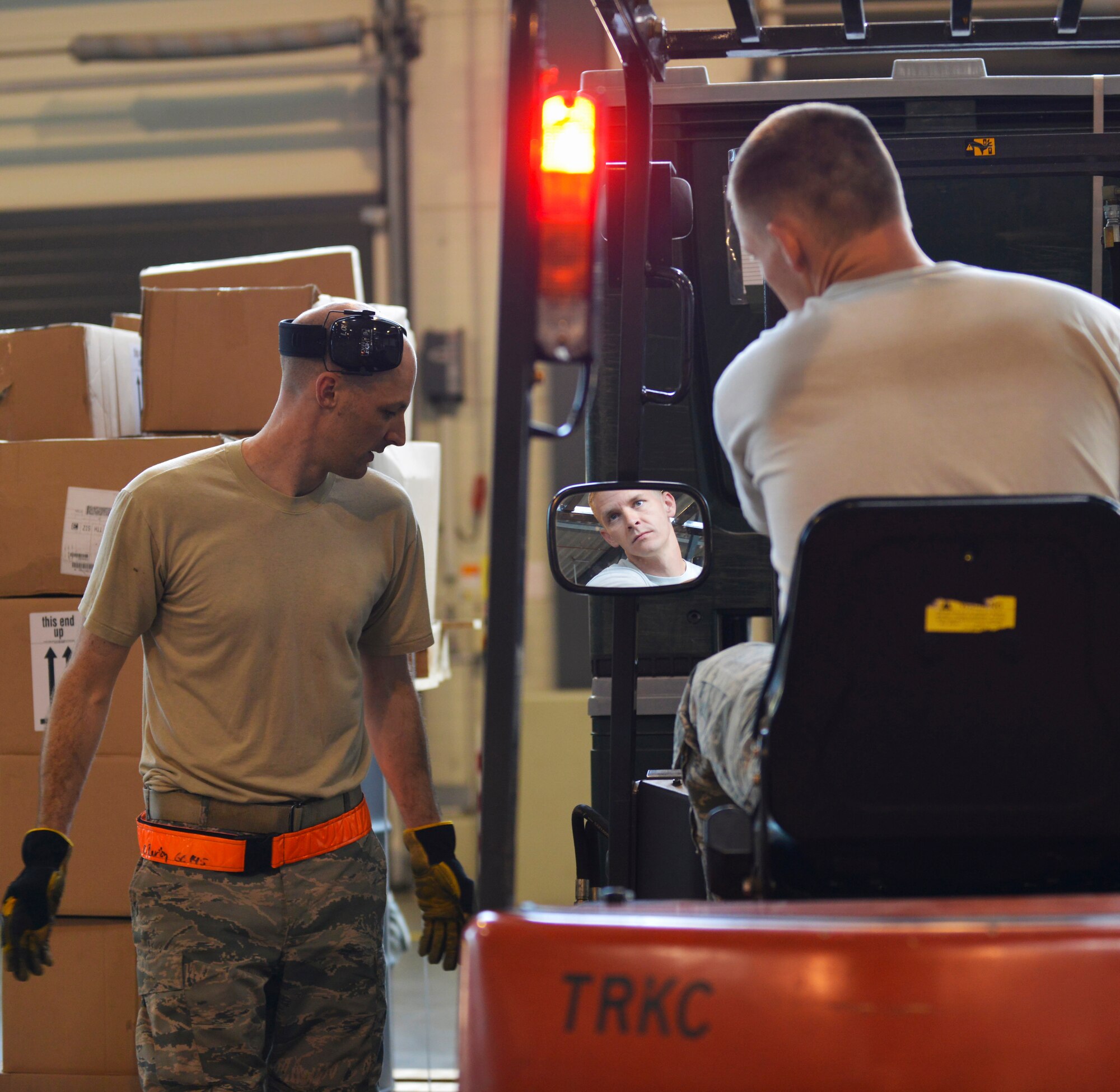 Airmen from the 726th Aerial Port Squadron, Spangdahlem Air Base, Germany, participate in the cargo pallet buildup portion of the 2015 Ramstein Air Base Rodeo Aug. 1, 2015, at Ramstein Air Base, Germany. Approximately 100 people within the air transportation career field participated in the skills competition. (U.S. Air Force photo/Staff Sgt. Sharida Jackson)
