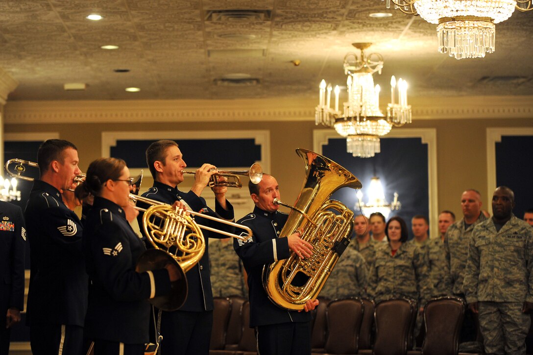 Offutt Brass performing at a promotion ceremony