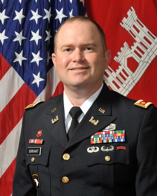 Major Burkhart became the Deputy District Engineer for the Nashville District, U.S. Army Corps of Engineers on July 6, 2015. As the Deputy District Engineer, he assists in directing all the water resource activities of the U.S. Army Corps of Engineers throughout the Cumberland River Basin, and navigation and regulatory matters in the Tennessee River Basin, an area of more than 59,000 square miles, with 49 field offices touching seven states and a work force of over 700 federal employees.