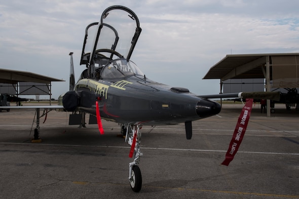 The first completed T-38 Talon from the Pacer Classic III program is unveiled July 31, 2015, at Joint Base San Antonio-Randolph, Texas. Pacer Classic III represents the largest single structural modification ever undertaken on the T-38 and will extend the service life of the modified aircraft by 15-20 years. (U.S. Air Force photo/Airman 1st Class Stormy Archer)