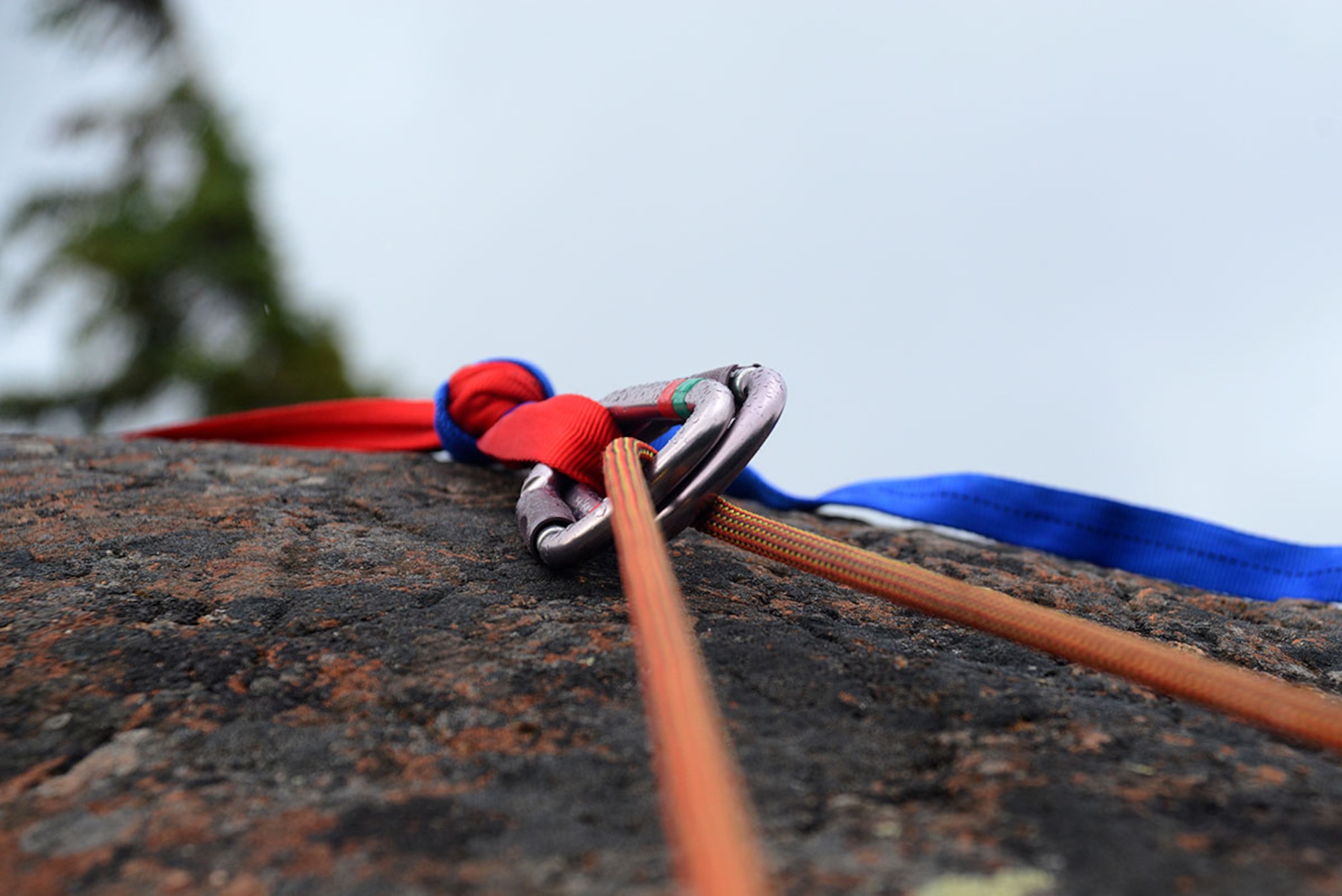 Belay anchors, commonly used for rock climbing, allow a climbing rope to be locked off and stop a climber’s fall. This equipment, used for outdoor adventure programs, is offered through the Joint Base Elmendorf-Richardson Outdoor Recreation Center.