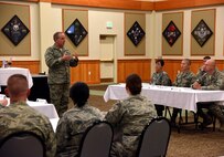 General Mark A. Welsh III, United States Air Force Chief of Staff, visited Malmstrom Air Force Base Aug. 3, 2015, to speak with junior and senior commanders regarding matters of morale and quality of life. During the visit, Welsh heard their opinions on recently implemented changes to the force and what they as local leaders believe is working. (U.S. Air Force photo/Airman 1st Class Collin Schmidt)