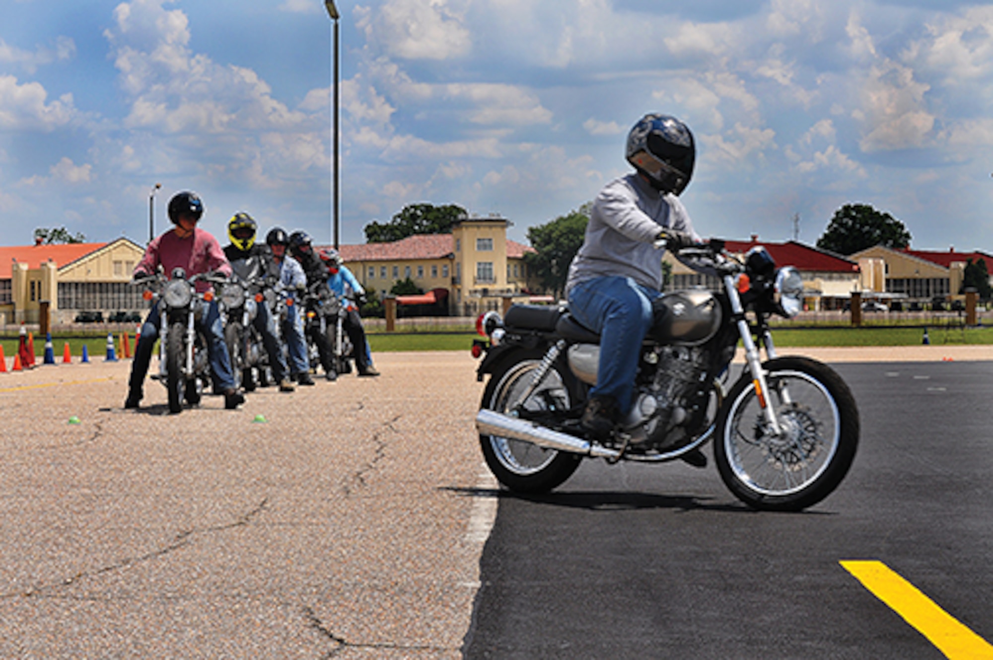 A student navigates the course at the 908th Airlift Wing's recent stand-alone Basic Riders Course.