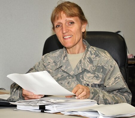 WRIGHT-PATTERSON AIR FORCE BASE, Ohio— Tech. Sgt. Eugenie Hinson is assigned to the 445th Airlift Wing as the wing historian. (U.S. Air Force photo/Capt. Elizabeth Caraway)