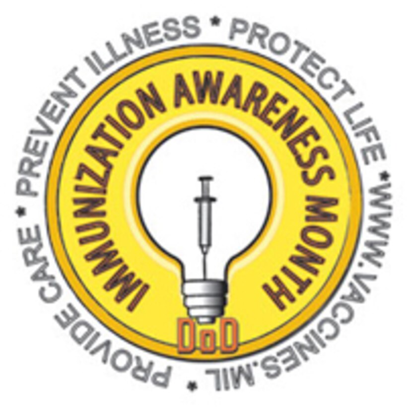 August is National Immunizations Awareness Month. U.S. Service members are required to remain up-to-date on their current vaccinations as it could affect their readiness status. (Department of Defense courtesy graphic)