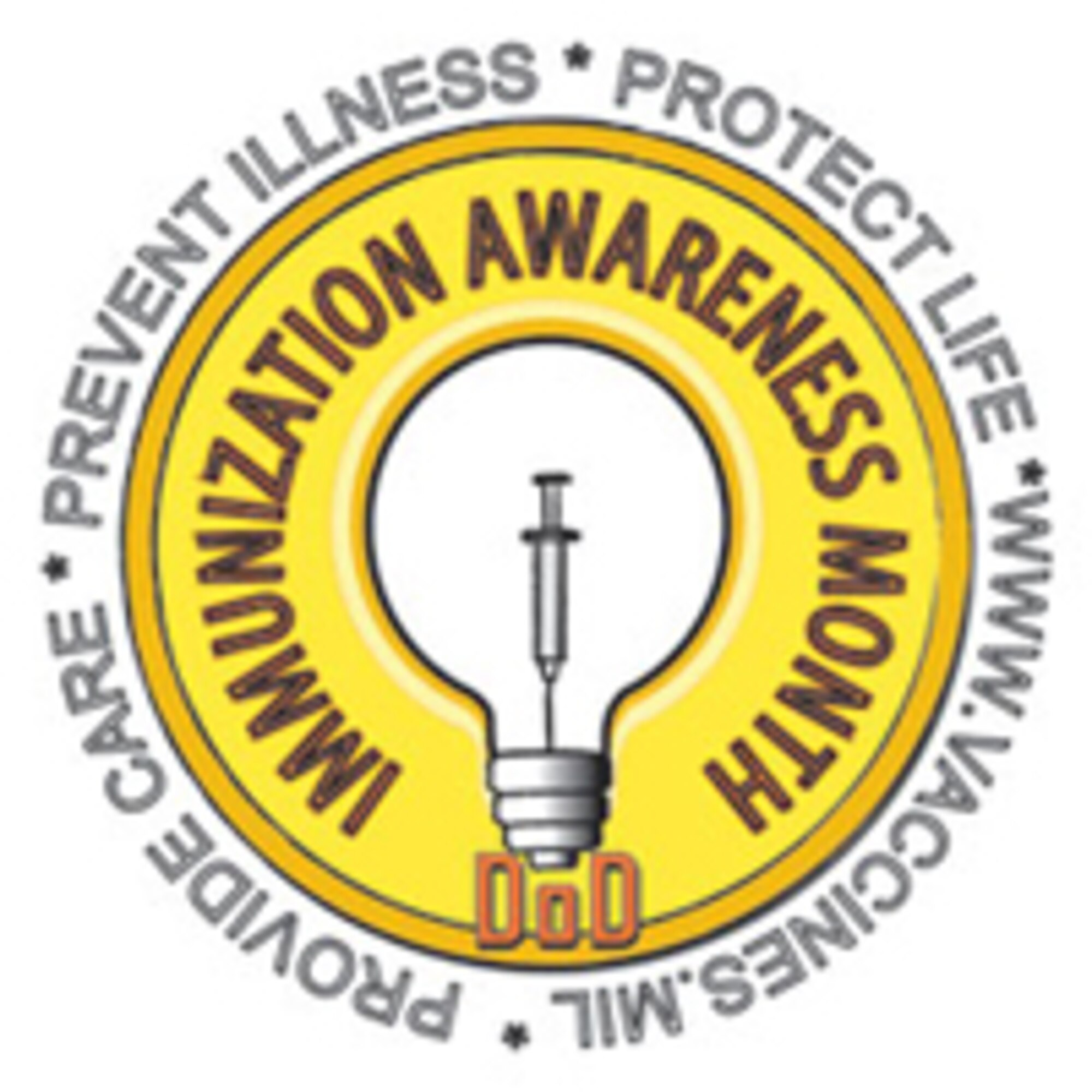 August is National Immunizations Awareness Month. U.S. Service members are required to remain up-to-date on their current vaccinations as it could affect their readiness status. (Department of Defense courtesy graphic)