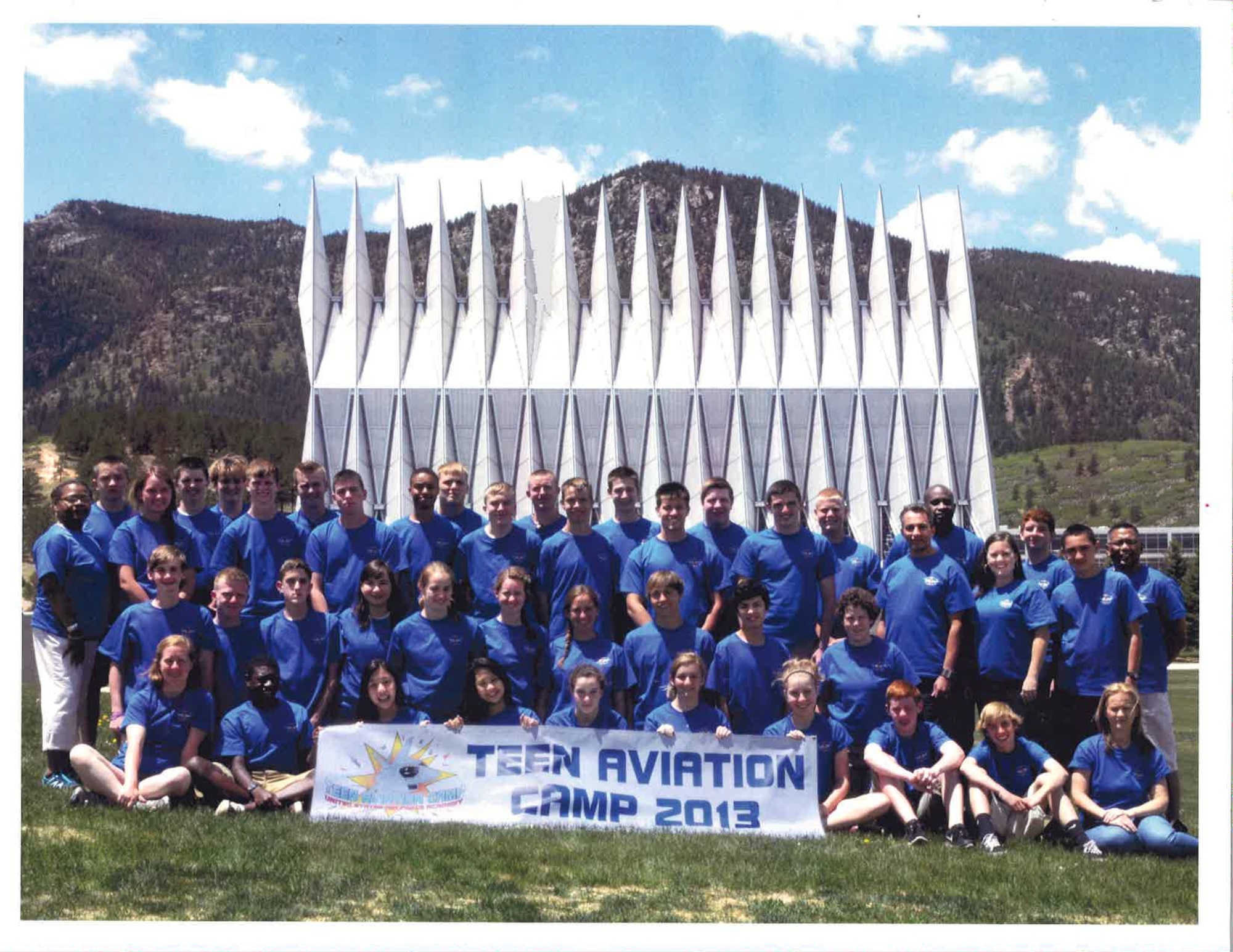 Teen Aviation Camper Matthew Carter, second row, far left, returned to the U.S. Air Force Academy two years later and graduated from Basic Cadet Training Aug. 4, 2015, at USAFA in Colorado Springs, Colorado. Now a freshman cadet fourth class, Carter attended on-site camp in 2013 for youth exploring the academy as an option for college and a path to a military commission. "Before coming to the Academy, I had been pretty much convinced that I should go to a regular university and do ROTC," said Carter. "After my visit to the Academy, I did not have any doubts. When I left, I planned to return in two years." (Submitted photo/RELEASED)