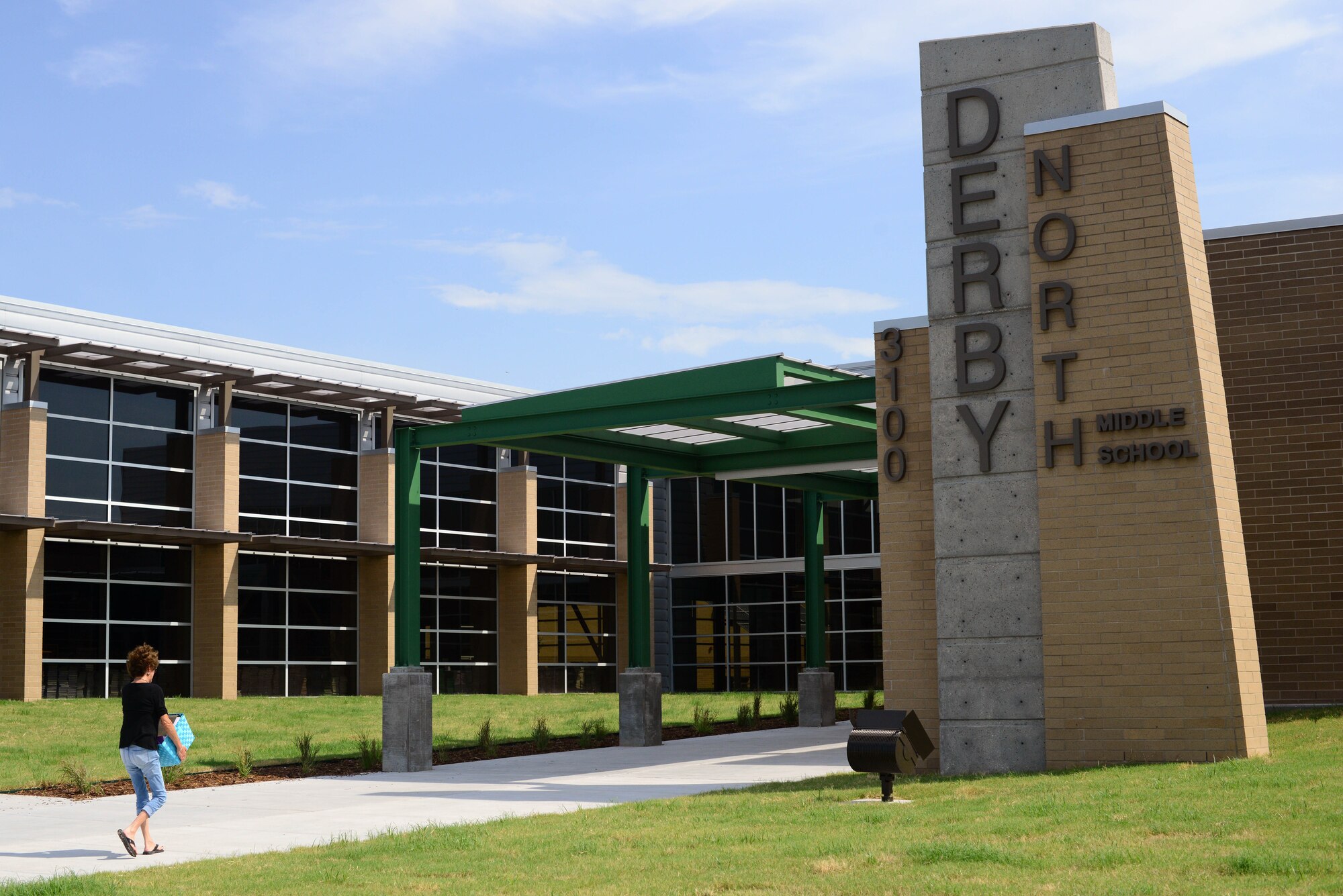 Derby North Middle School will open the doors to students Aug. 13, 2015, in Derby, Kan. Leaders from McConnell Air Force Base were invited to tour the facilities after the recent construction. During the tour, the base leaders were able to converse with and ask school officials about the school as well as what it will provide for service member’s children. (U.S. Air Force photo by Airman 1st Class Christopher Thornbury)