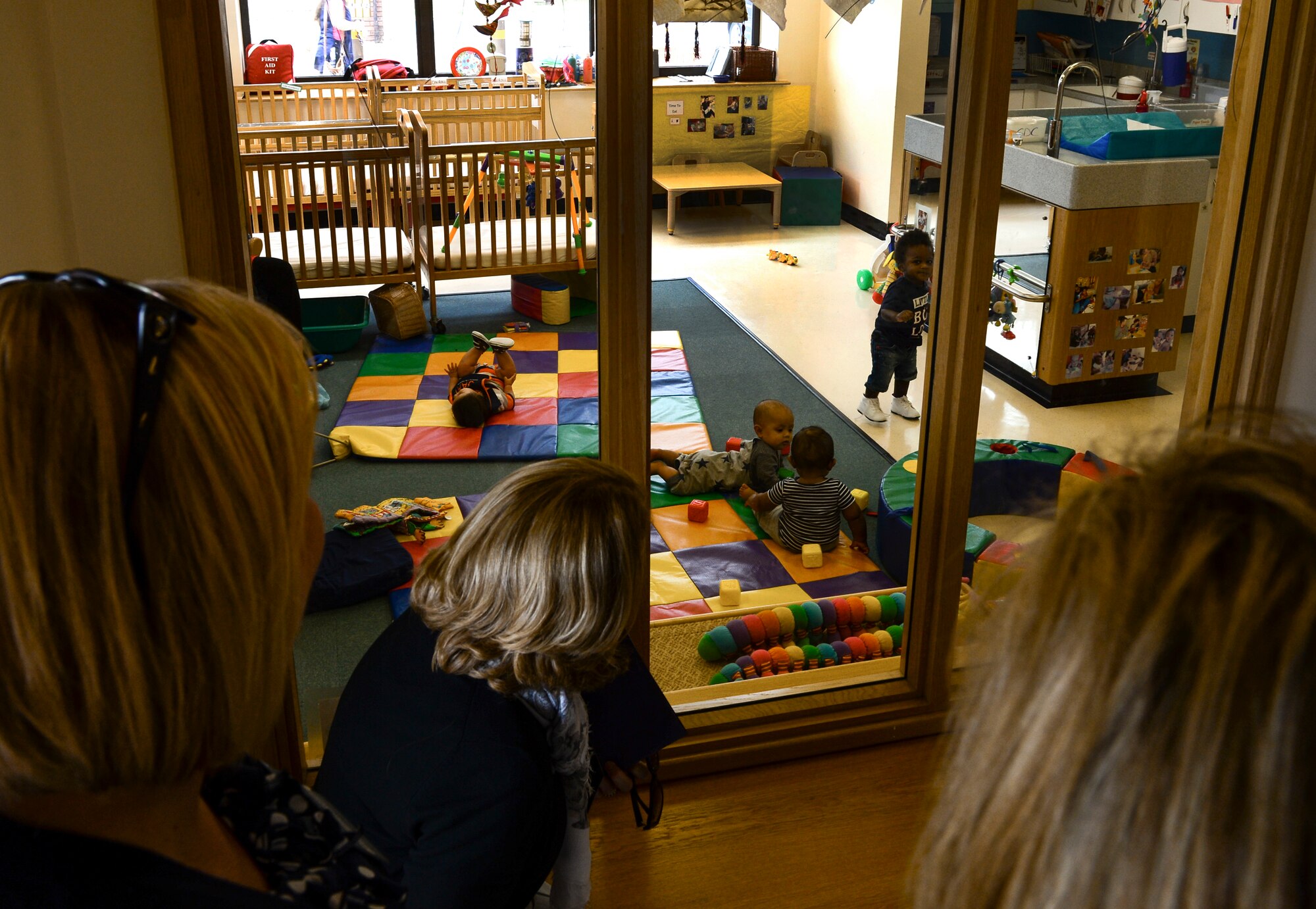 Sharon Gorenc, wife of Gen. Frank Gorenc, U.S. Air Forces in Europe and Air Forces Africa commander, visted the Children Development Center East at Royal Air Force Lakenheath, England, August 4, 2015. The Gorencs visited the 48th Fighter Wing to discuss the mission, as well as the programs in place to support those who accomplish the mission and their families. (U.S. Air Force photo by Senior Airman Dawn M. Weber/Released)