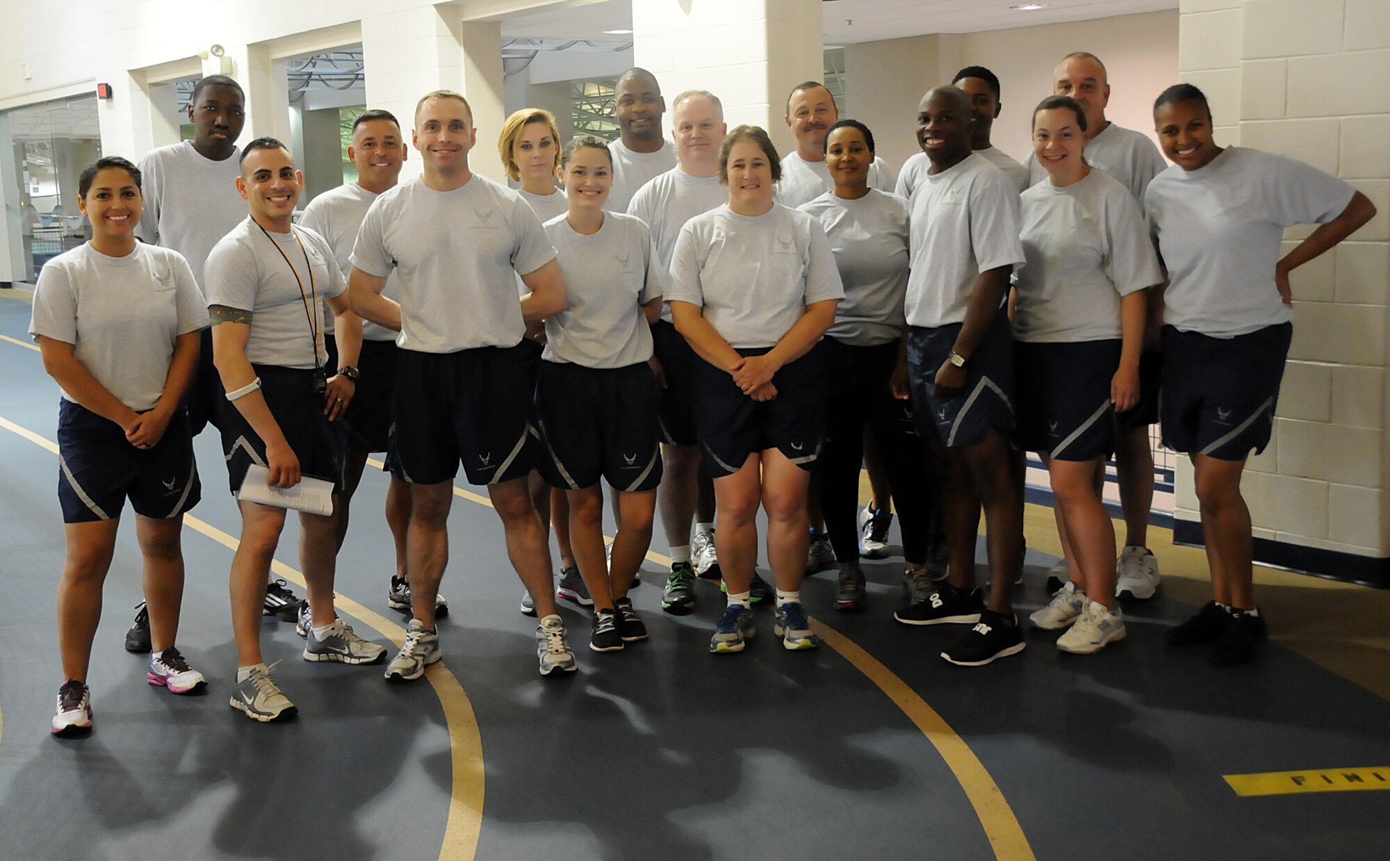 The 192nd Fighter Wing Unit Fitness Program conducted its first “Running Clinic Rx” for service members at Joint Base Langley-Eustis, Virginia, July 18, 2015. The clinic began with a classroom briefing that presented tips and techniques for the proper running form, running shoes for different foot types, and good overall health habits. The techniques presented were meant to help Airmen prevent injury and improve on the running portion of the annual Physical Training test. (U.S. Air National Guard photo by Airman 1st Class Johnisa B. Roberts/Released)


