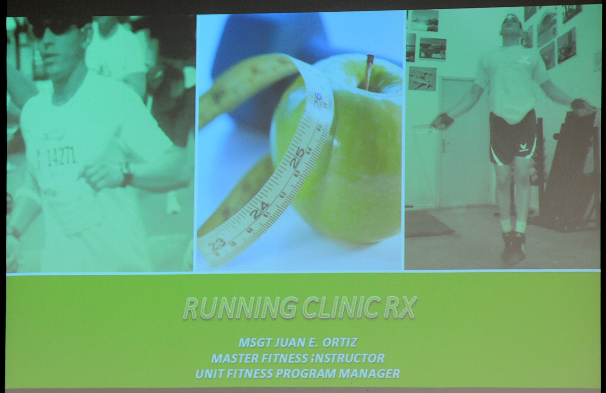 The 192nd Fighter Wing Unit Fitness Program conducted its first “Running Clinic Rx” for service members at Joint Base Langley-Eustis, Virginia July 18, 2015. The clinic began with a classroom briefing that presented tips and techniques for the proper running form, running shoes for different foot types, and good overall health habits. The techniques presented were meant to help airmen improve their running to prevent injury and improve success for the running portion of the annual Physical Training test. (U.S. Air National Guard photo by Airman 1st Class Johnisa B. Roberts/Released)
