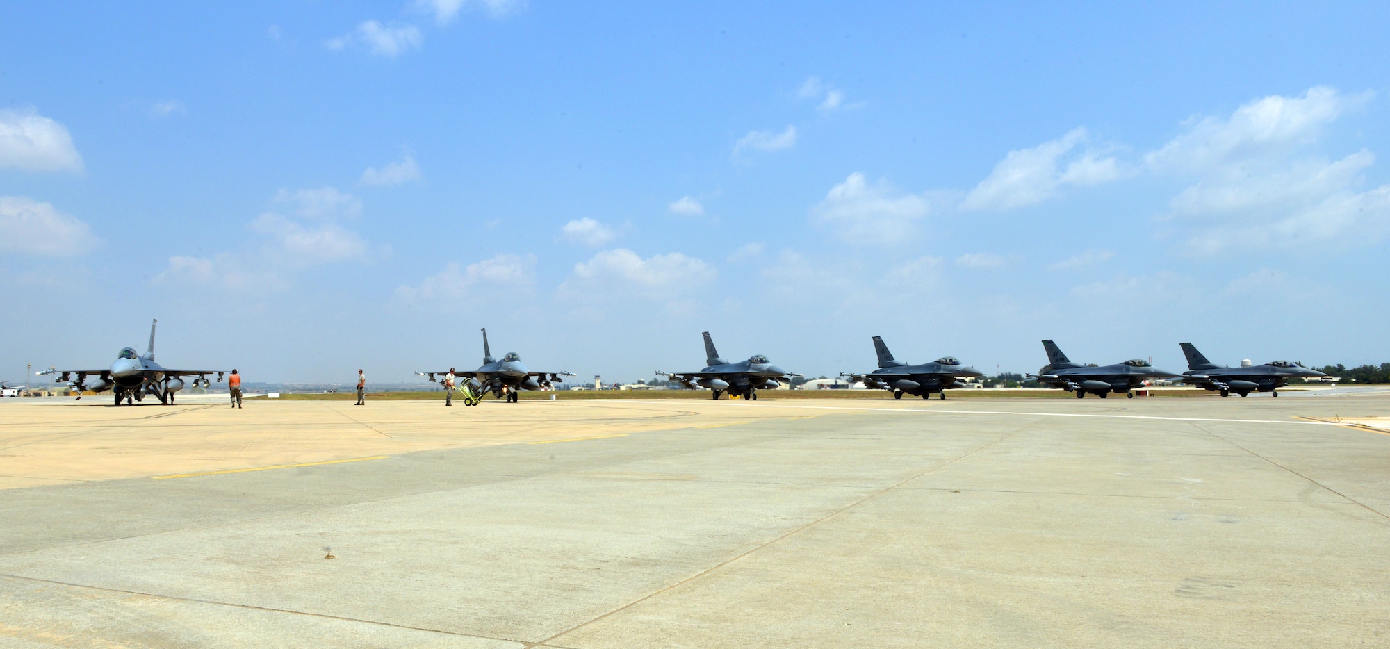 The U.S. Air Force deployed six F-16 Fighting Falcons from Aviano Air Base, Italy, support equipment and approximately 300 personnel to Incirlik Air Base, Turkey in support of Operation Inherent Resolve Aug. 9, 2015. This follows Turkey’s decision to host the deployment of U.S. aircraft conducting counter-ISIL operations. The U.S. and Turkey, as members of the 60-plus nation coalition, are committed to the fight against ISIL in pursuit of peace and stability in the region. (U.S. Air Force photo Senior Airman Michael Battles/Released)