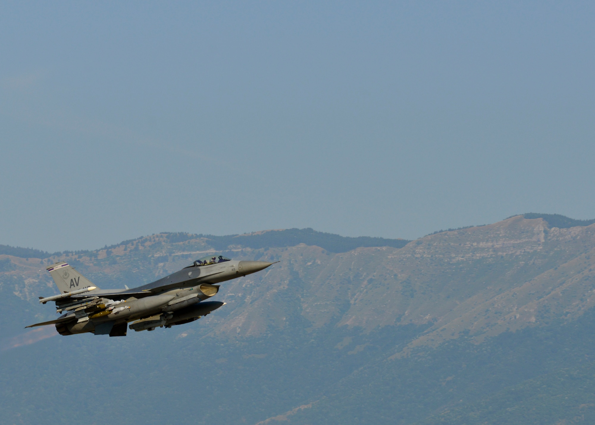 Six F-16 Fighting Falcons from the 31st Fighter Wing, accompanied by approximately 300 personnel and cargo deployed from Aviano Air Base, Italy, to Incirlik Air Base, Turkey, in support of Operation Inherent Resolve, Aug. 9, 2015. This deployment coincides with Turkey's decision to host U.S. aircraft to conduct counter-ISIL operations. (U.S. Air Force photo by Airman 1st Class Cary Smith/Released)