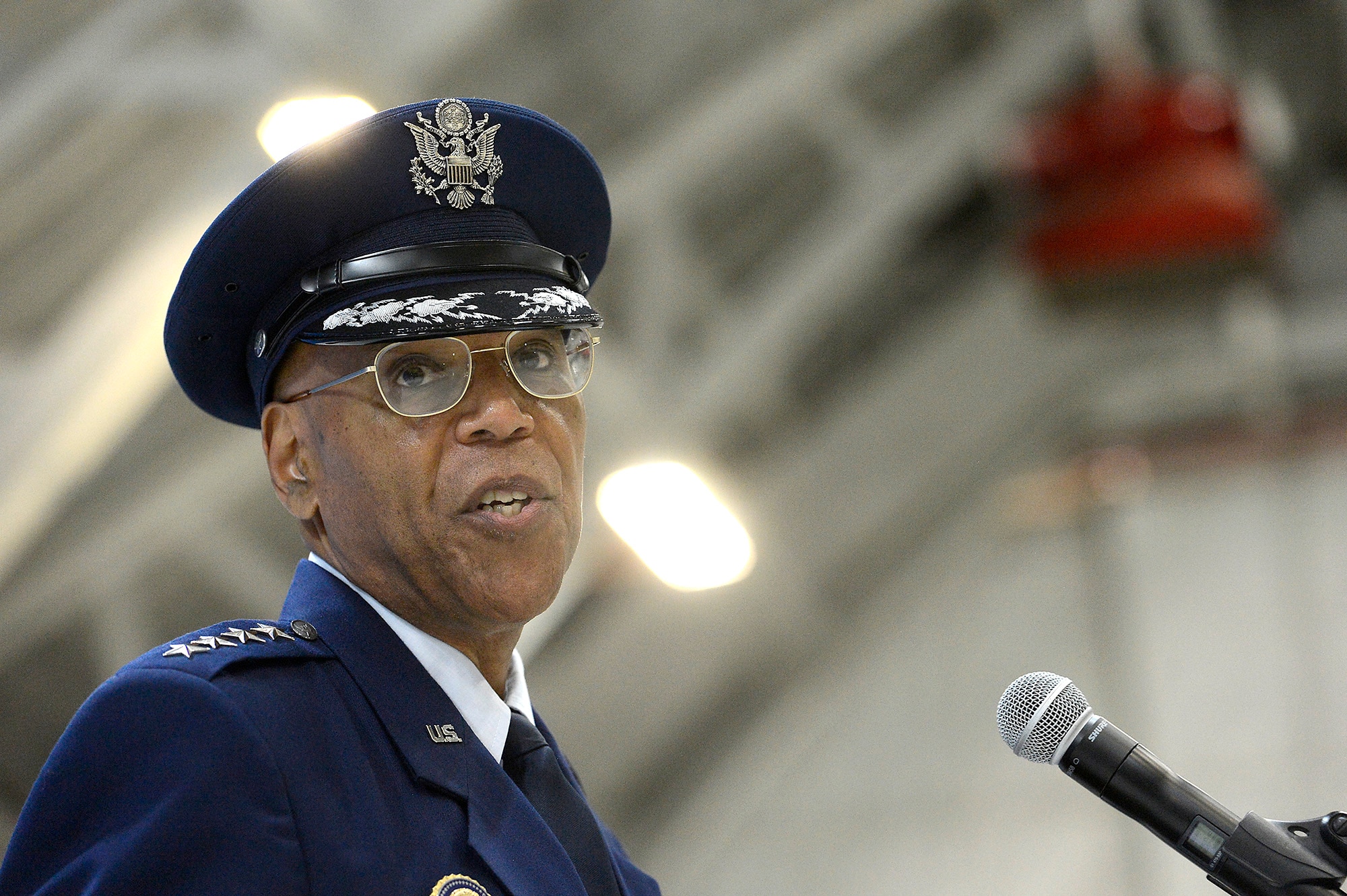 Air Force Vice Chief of Staff Gen. Larry O. Spencer speaks to attendees during his retirement ceremony at Joint Base Andrews, Md., Aug. 7, 2015. Spencer enlisted into the Air Force in 1971 and was commissioned as a second lieutenant Feb. 14, 1980. (U.S. Air Force photo/Scott M. Ash)  