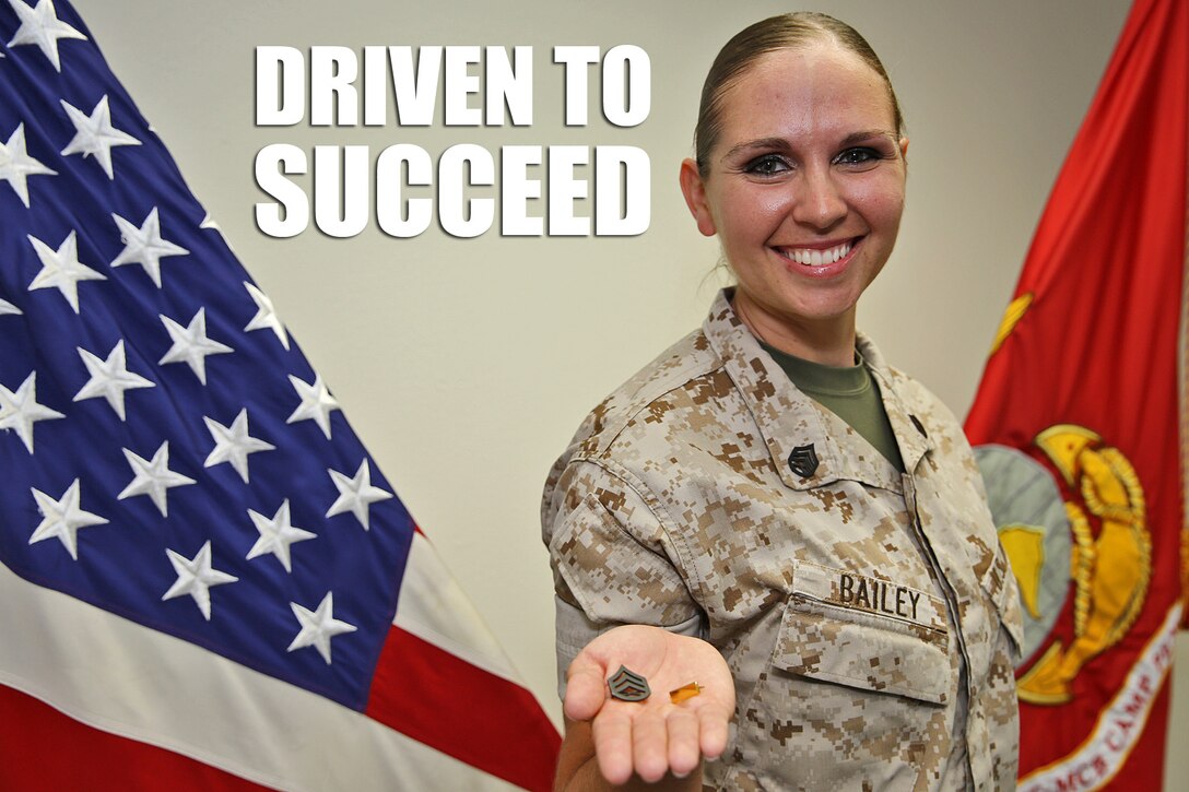 The Marine Corps Enlisted Commissioning Educational Program allows enlisted Marines to attend the Officer Candidate’s School in Quantico, Va. Upon passing, they are able to put their active duty service on hold, in pursuit of a bachelor’s degree. Once they obtain the degree, they are commissioned as second lieutenants.

Staff Sgt. Jessica Bailey is entering the program on September 20th. Bailey and other selected Marines will attend a 10-week Officer Candidate’s School course at Marine Corps Base Quantico, Va., where they are taught the fundamentals of becoming a Marine Corps Officer. 
Upon completing the course they attend a university or college offering a Naval Reserve Officer Training Corps program. Bailey intends to pursue her passion for science and study Biology at Texas A&M.
