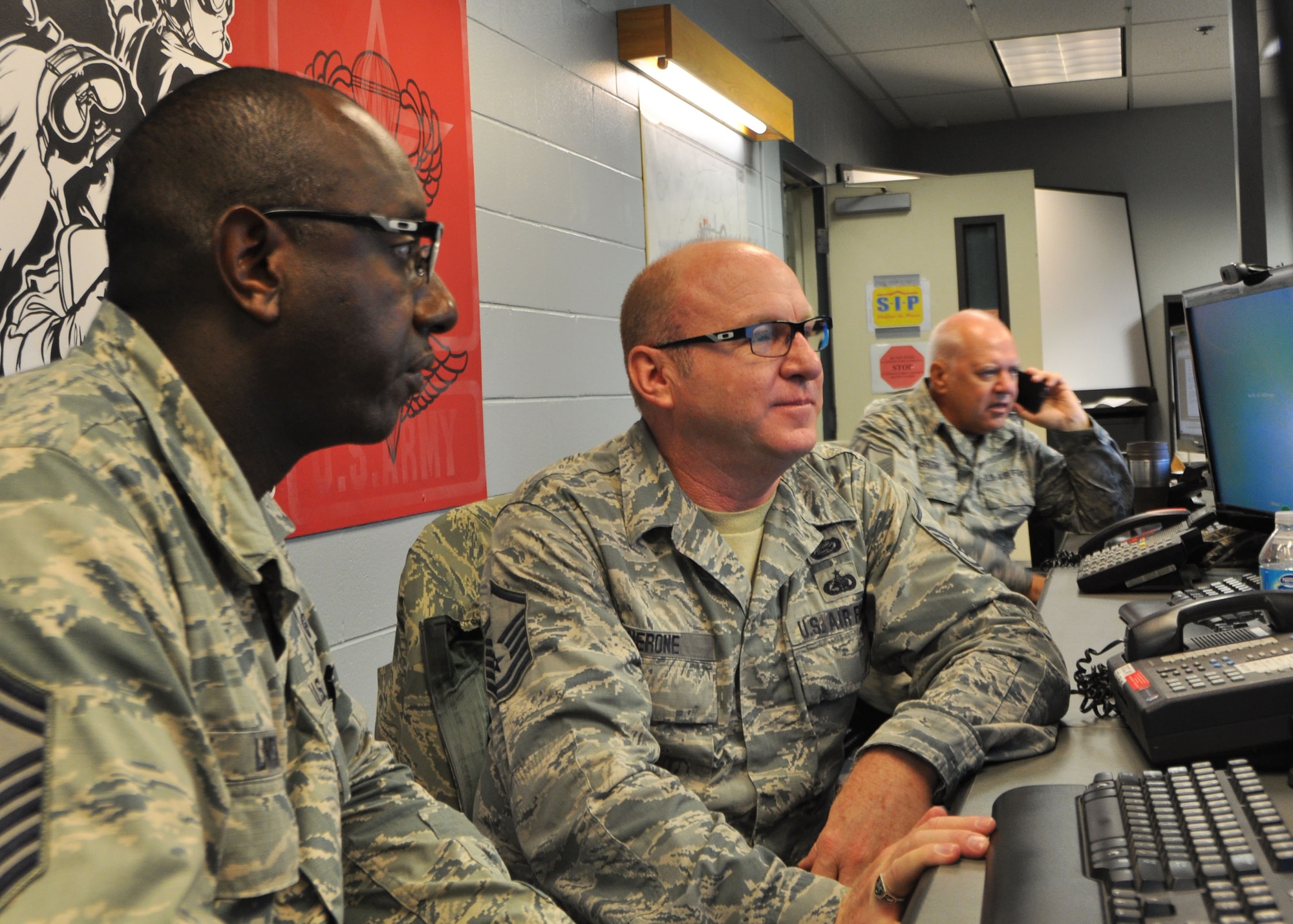 Master Sgt. Christian Nerone, 944th LRS training manager and Senior Master Sgt. Jay Lindsay, 944th LRS Superintendent discuss the importance of Training Business Area program while on Annual Tour at Joint Base Elmendorf-Richardson, Alaska.  The mission of the 944th Fighter Wing is to train and provide Combat-Ready Citizen Airmen in support of our national objectives.  Developing Airmen is a top priority for the wing and the TBA program is one of the electronic equivalents to hard copy training records used to track readiness. 