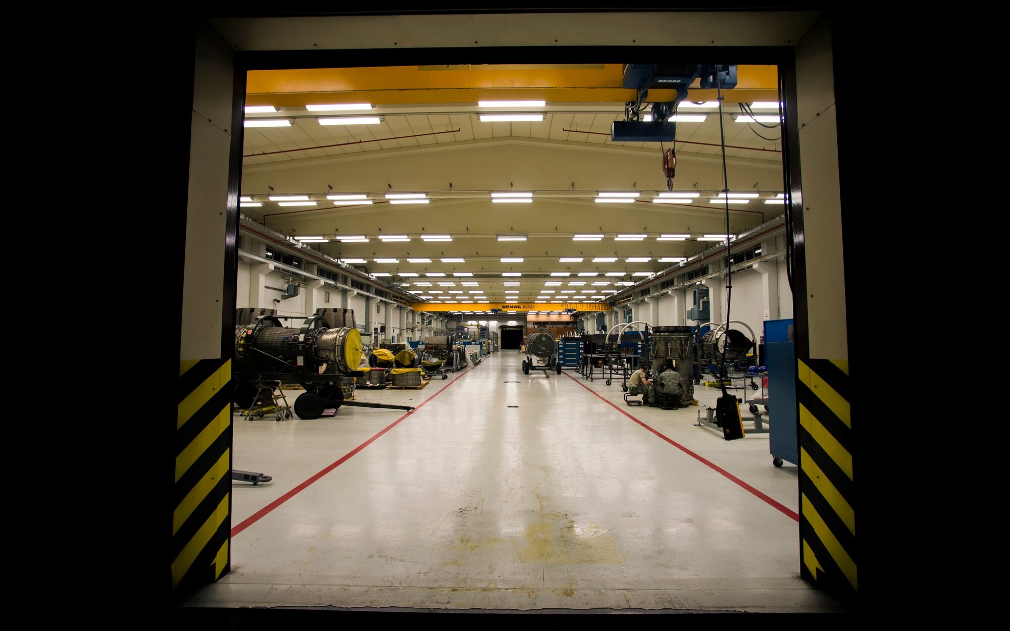 The 52nd Component Maintenance Squadron shop works during a graveyard shift on Spangdahlem Air Base, Germany, August 5, 2015. The 52nd CMS Airmen on that shift are required to work from 4:00 p.m. to 1:00 a.m. The graveyard shift, also referred to as a swing shift, is a period of time when Airmen work from nighttime through early morning hours. (U.S. Air Force photo by Airman 1st Class Timothy Kim/Released)