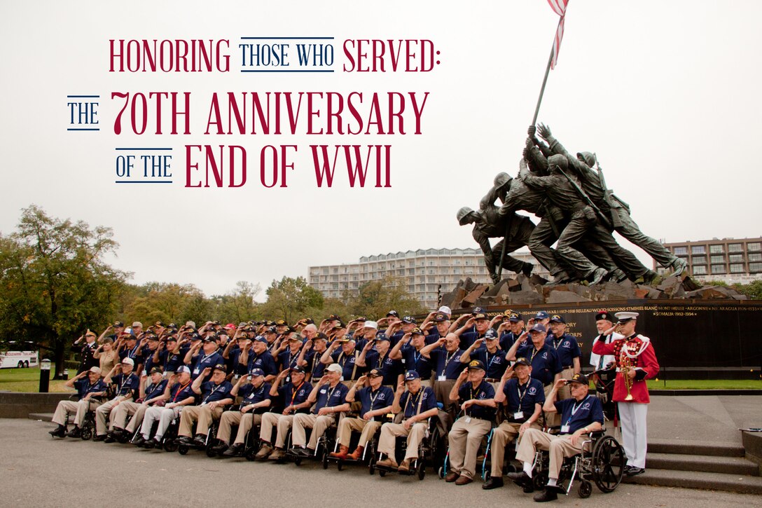 This week we will commemorate the 70th anniversary of the end of World War II (August 14) with photos, video, specials news features, and a concert on August 16. We hope you join us in honoring our country’s “Greatest Generation.” (U.S. Marine Corps design by Staff Sgt. Brian Rust/released.)

More Info: http://www.marineband.marines.mil/UnitHome/70thAnniversaryoftheEndofWWII.aspx