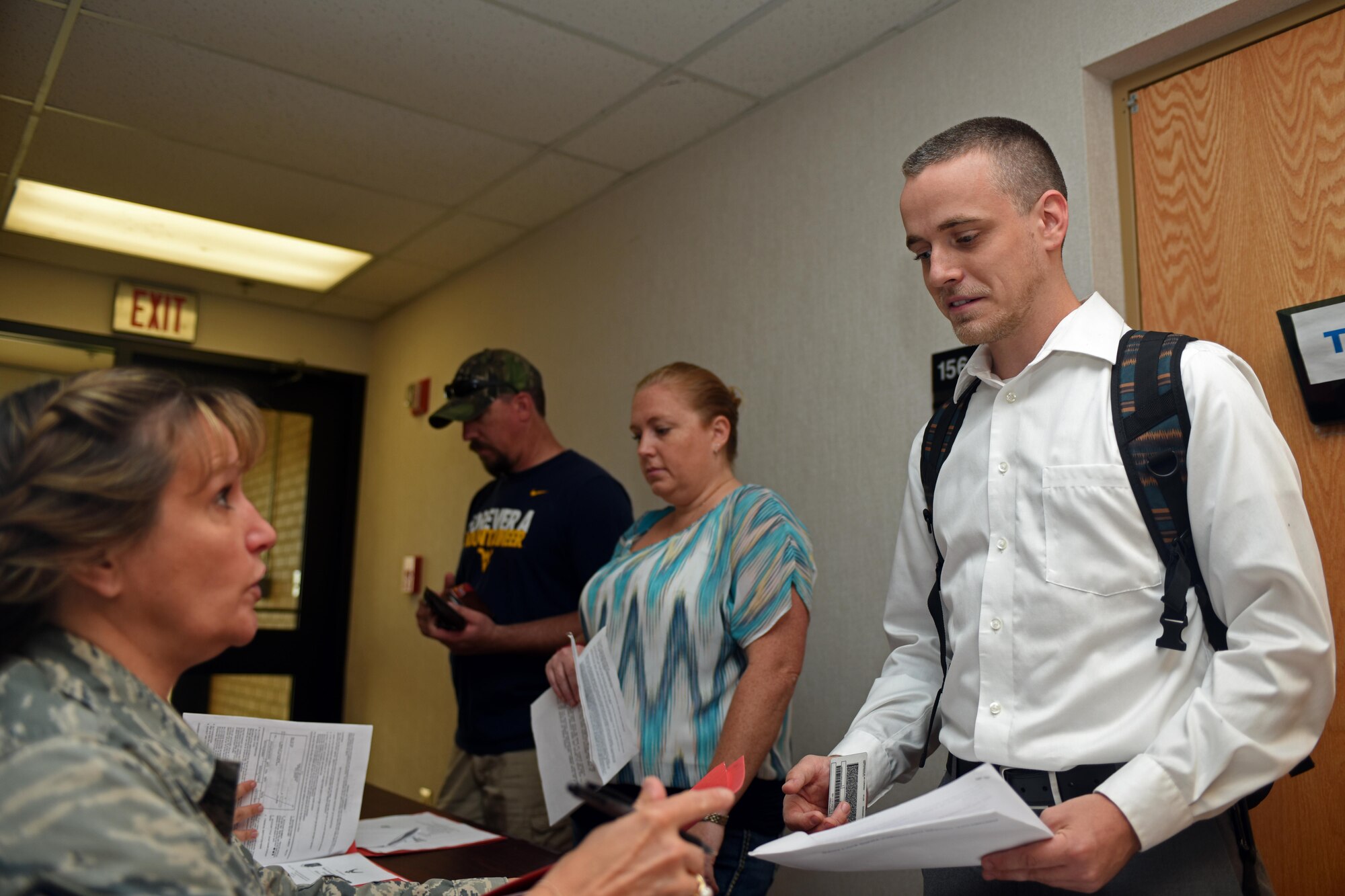 Members with the Individual Ready Reserve participate in a muster to update their personal information and learn about the benefits they’re entitled to July 31, 2015, at Rickenbacker Air National Guard Base, Ohio. IRR members are veterans that have time remaining on their statutory military service obligation of eight years and are required to participate in an annual screening until their remaining service time is completed. (U.S. Air National Guard photo by Airman Ashley Williams)