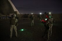 U.S. Marines with Headquarters Company, 3rd Battalion, 7th Marine Regiment, Special Purpose Marine Air-Ground Task Force-Crisis Response-Central Command, engage close-range targets during a night shoot in Southwest Asia, Aug. 8, 2015. These Marines provide security at one of the SPMAGTF operating bases in the Middle East. The Marines and Sailors of SPMAGTF-CR-CC offer rapid, task-organized solutions to the commander of USCENTCOM across an area of operations spanning 20 countries.
