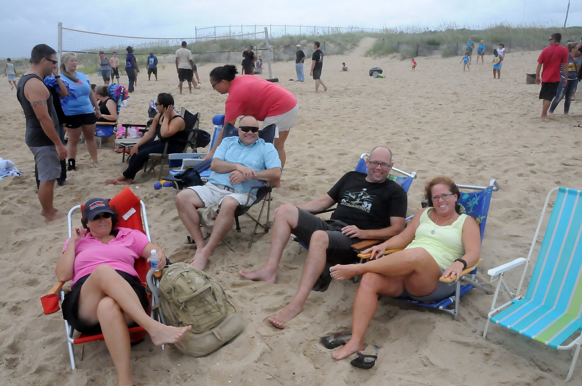 The 203rd Red Horse Squadron held their annual Family Day event at the State Military Reservation, Camp Pendleton, Virginia Beach, Virginia, August 8, 2015. Airmen took a break from normal operations and training to recognize the support family members provide to the Guard and show them what they do in their job as a Virginia Air Guard Member. Family day events included an Airman and Family Readiness Brief,  a boat regatta, lunch and numerous events on the oceanfront. (U.S. Air National Guard photo by Capt. Craig Carper/Released)
