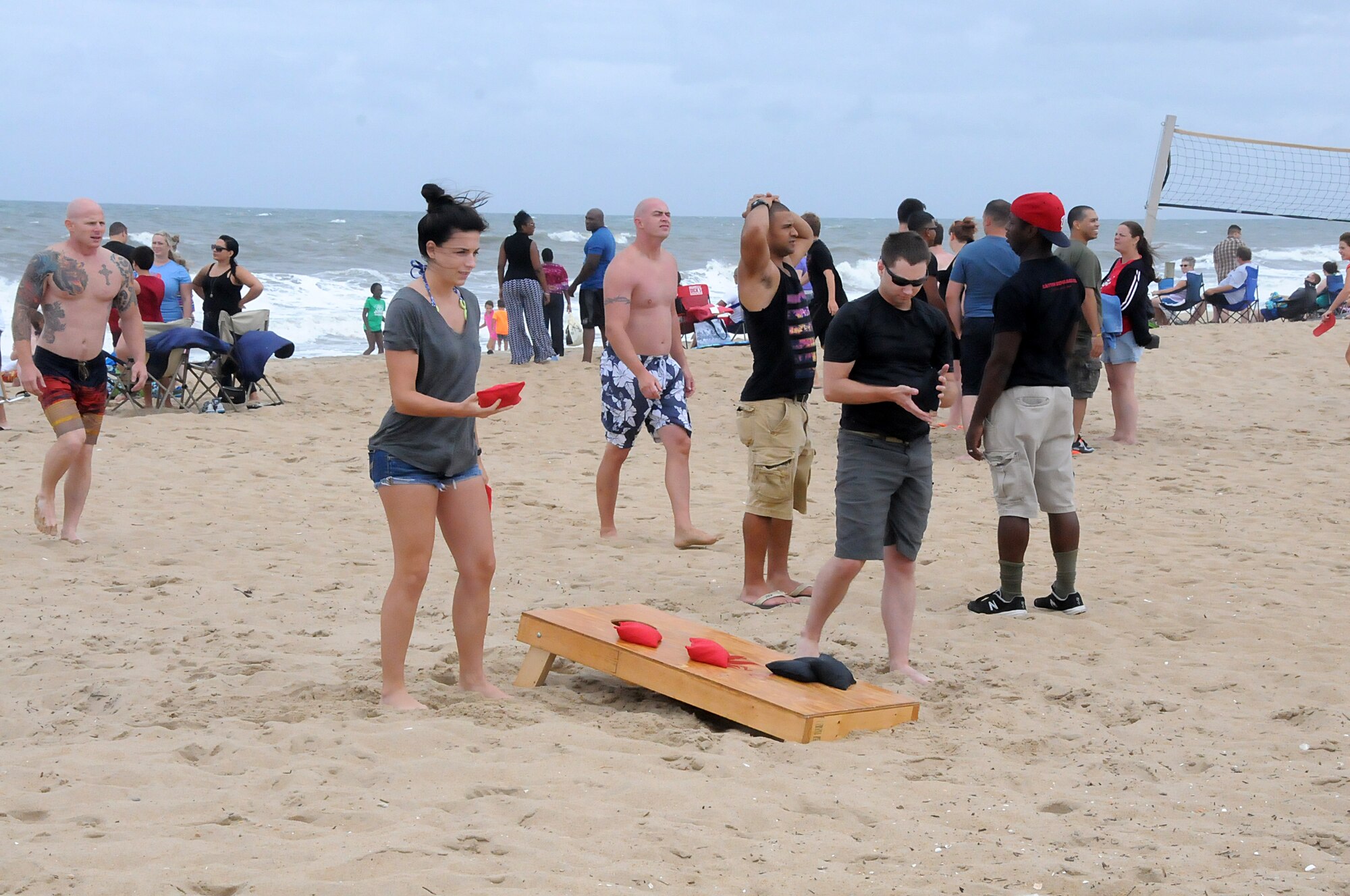 The 203rd Red Horse Squadron held their annual Family Day event at the State Military Reservation, Camp Pendleton, Virginia Beach, Virginia, August 8, 2015. Airmen took a break from normal operations and training to recognize the support family members provide to the Guard and show them what they do in their job as a Virginia Air Guard Member. Family day events included an Airman and Family Readiness Brief,  a boat regatta, lunch and numerous events on the oceanfront. (U.S. Air National Guard photo by Capt. Craig Carper/Released)
