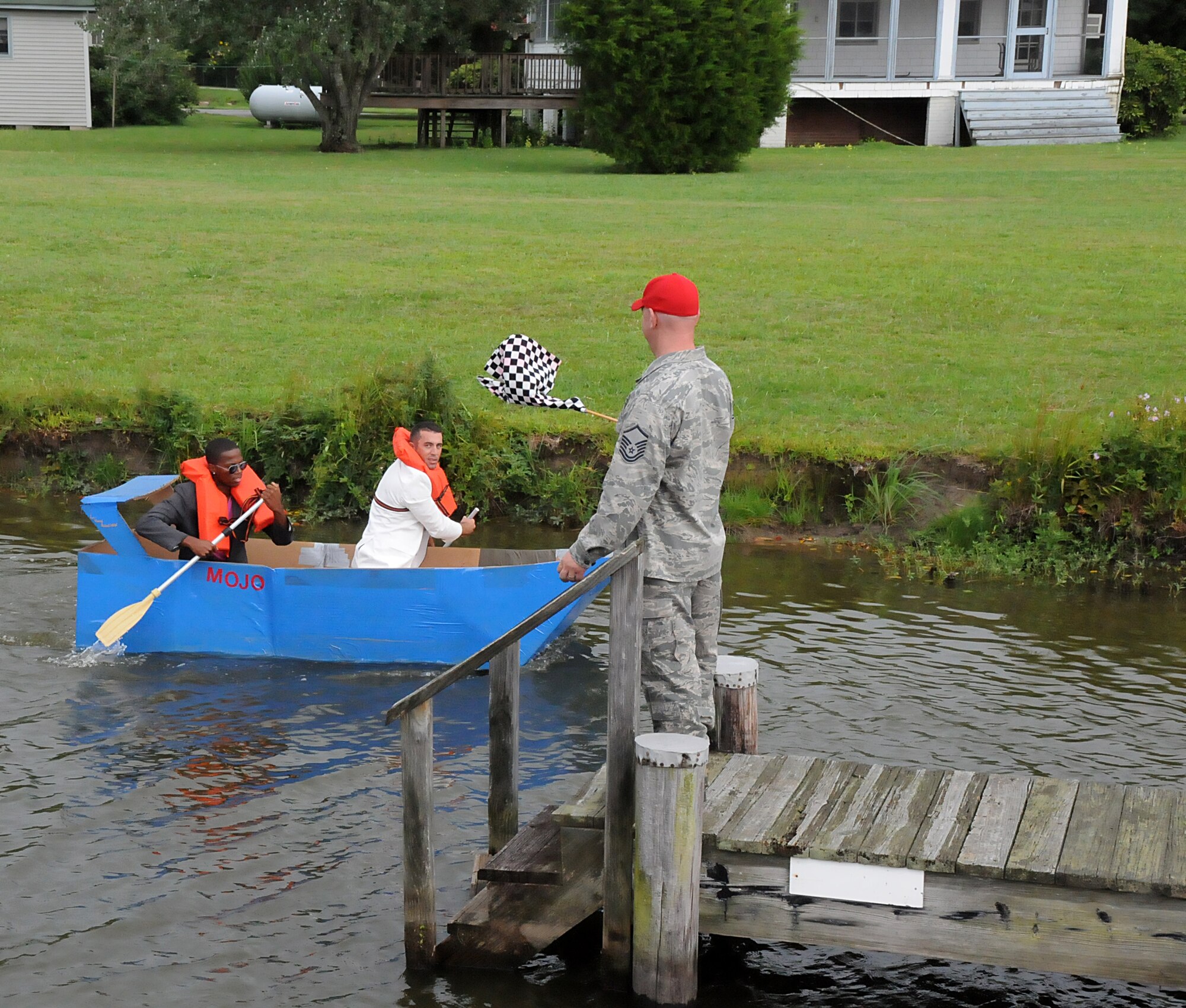 The 203rd Red Horse Squadron held their annual Family Day event at the State Military Reservation, Camp Pendleton, Virginia Beach, Virginia, August 8, 2015. Airmen took a break from normal operations and training to recognize the support family members provide to the Guard and show them what they do in their job as a Virginia Air Guard Member. Family day events included an Airman and Family Readiness Brief,  a boat regatta, lunch and numerous events on the oceanfront. (U.S. Air National Guard photo by Capt. Craig Carper/Released)
