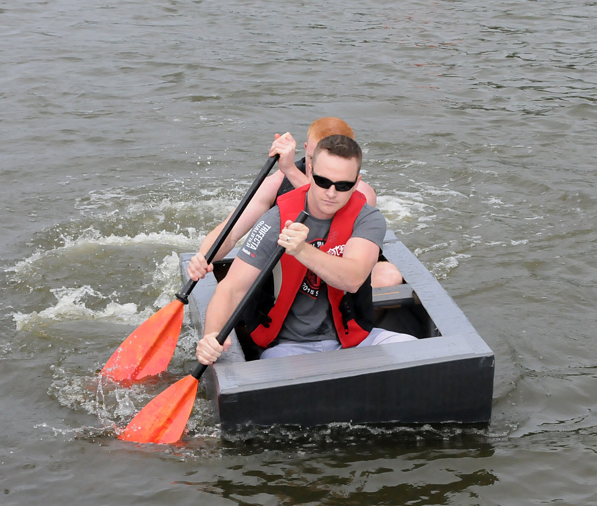 The 203rd Red Horse Squadron held their annual Family Day event at the State Military Reservation, Camp Pendleton, Virginia Beach, Virginia, August 8, 2015. Airmen took a break from normal operations and training to recognize the support family members provide to the Guard and show them what they do in their job as a Virginia Air Guard Member. Family day events included an Airman and Family Readiness Brief,  a boat regatta, lunch and numerous events on the oceanfront. (U.S. Air National Guard photo by Capt. Craig Carper/Released)
