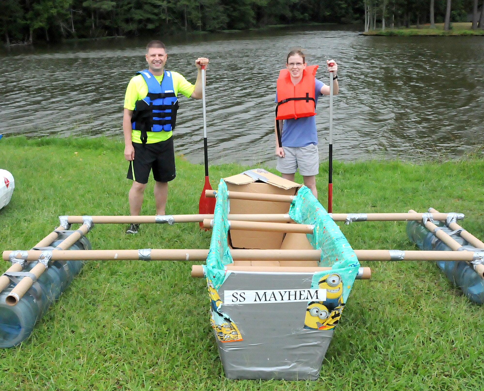 The 203rd Red Horse Squadron held their annual Family Day event at the State Military Reservation, Camp Pendleton, Virginia Beach, Virginia, August 8, 2015. Airmen took a break from normal operations and training to recognize the support family members provide to the Guard and show them what they do in their job as a Virginia Air Guard Member. Family day events included an Airman and Family Readiness Brief,  a boat regatta, lunch and numerous events on the oceanfront. (U.S. Air National Guard photo by Capt. Craig Carper/Released)
