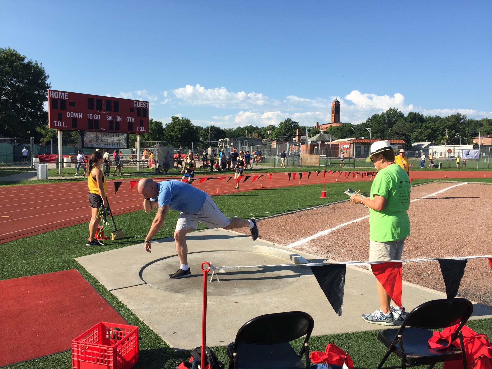 Tech. Sgt. Paul McWhirter, audio engineer for the Air Force Academy band, throws a shot-put during the State Games of America in Lincoln, Neb. Aug. 1-2, 2015. McWhirter represented Colorado in the event as winner of his age group in the 2014 Rocky Mountain State Games. He defended his RMSG title in the 2015 event July 25, 2015. (Courtesy photo)