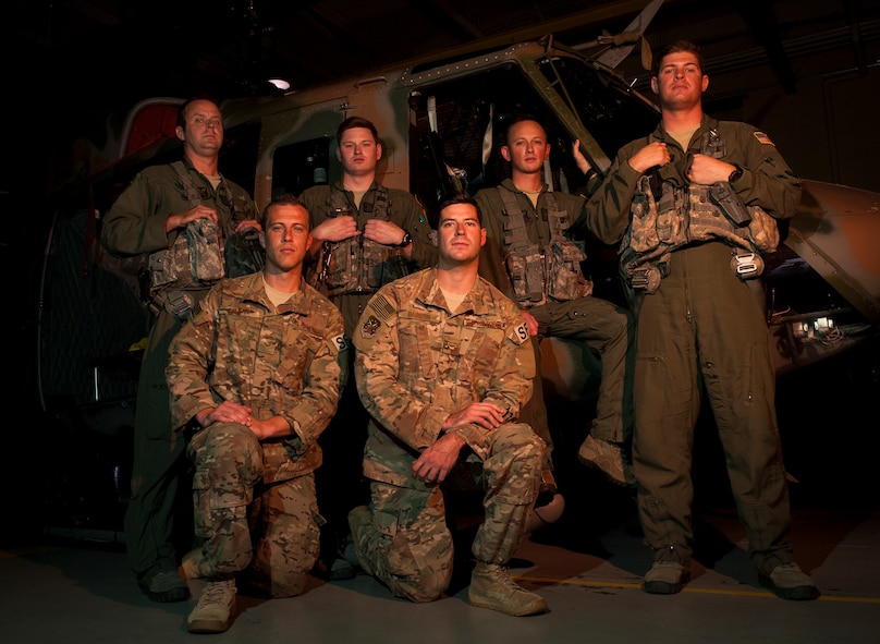 Members of the 54th Helicopter Squadron’s Global Strike Challenge team pose for a photograph at Minot Air Force Base, N.D., Aug. 4, 2015. According to Capt. John Nep, 54th HS aircraft commander, team members were hand-picked after careful consideration of individual flying and mission experience levels. (U.S. Air Force photo/Senior Airman Stephanie Morris)