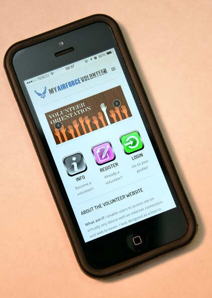The myairforcevolunteer.com website is a way to consolidate all volunteer opportunities into one central location for Team Mildenhall members. It’s designed to be added to the home screen of a smartphone, giving immediate access to volunteer positions. The site provides an immediate pool of volunteers, making it an easier and faster process. (U.S. Air Force photo by Karen Abeyasekere/Released)