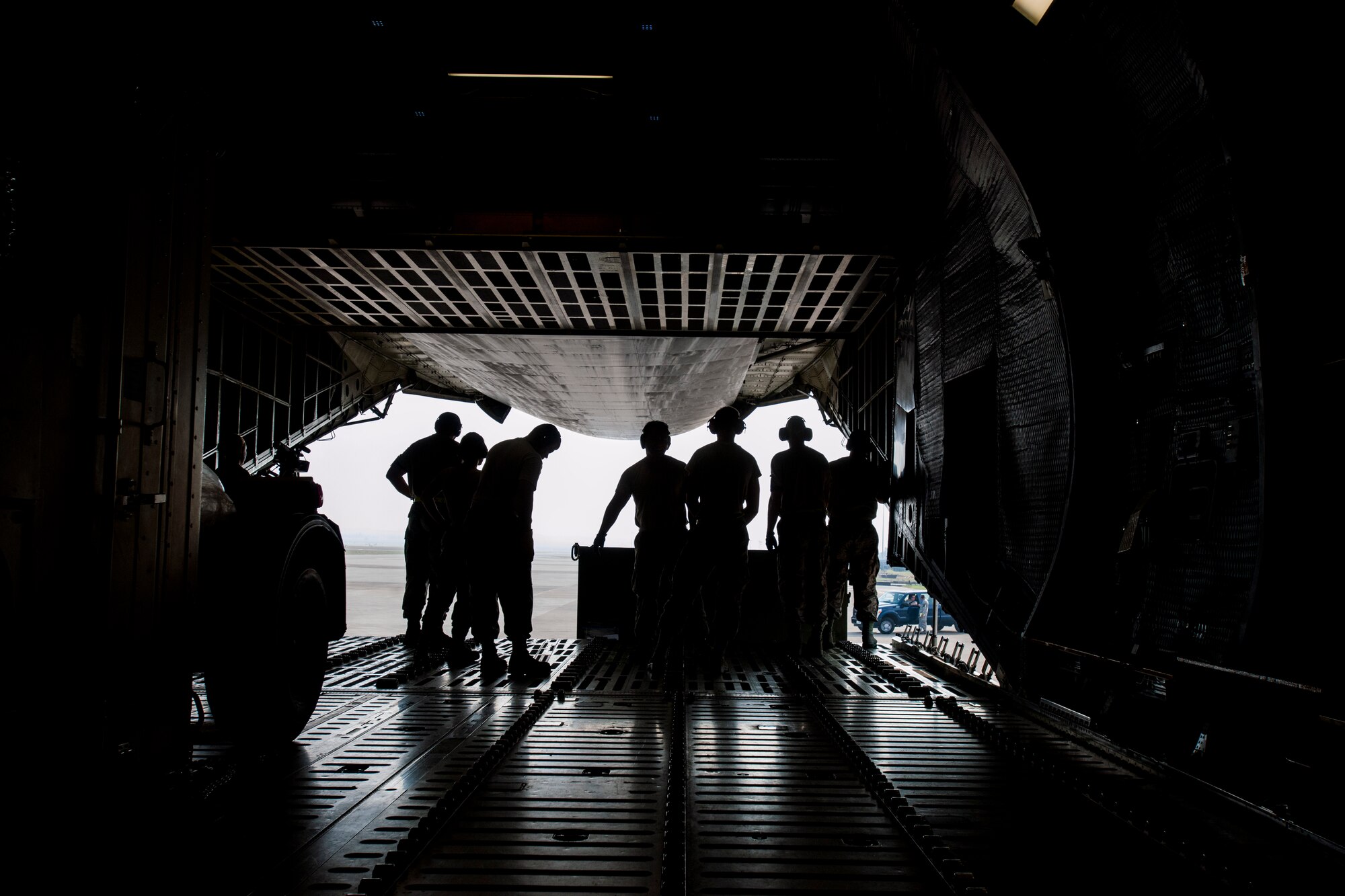 Airmen from the 39th Logistics Readiness Squadron, the 728th Air Mobility Squadron and the 9th Airlift Squadron unload equipment from a C-5M Super Galaxy from Dover Air Force Base, Del. in support of Operation Inherent Resolve Aug. 9, 2015, at Incirlik Air Base, Turkey. The U.S. and Turkey, as members of the 60-plus nation coalition, are committed to the fight against ISIL in pursuit of peace and stability in the region. (U.S. Air Force photo Senior Airman Krystal Ardrey/Released)